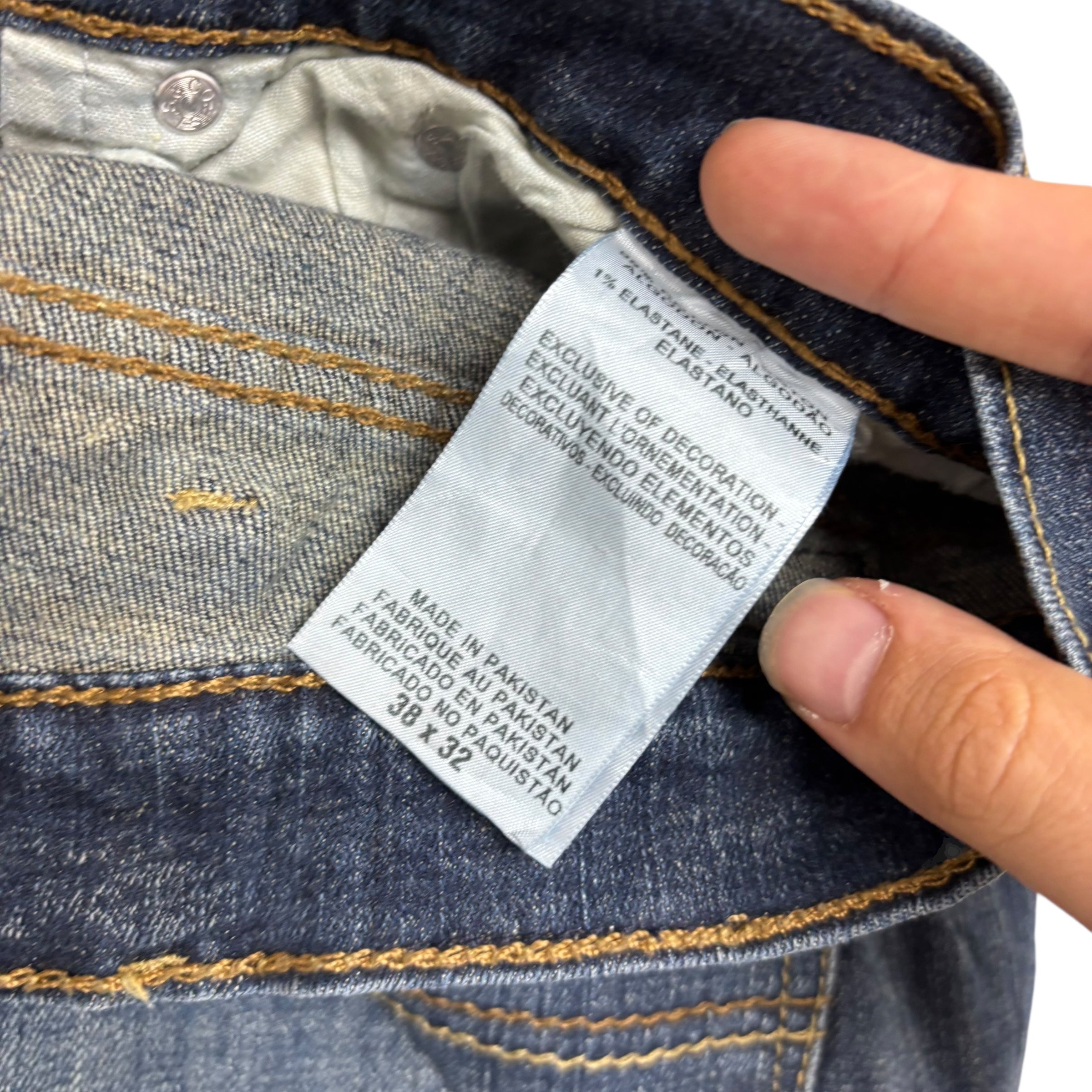 Levis Denizen Jeans W38 L32 Mens Dark Blue Slim Straight Fit Stretch (E)