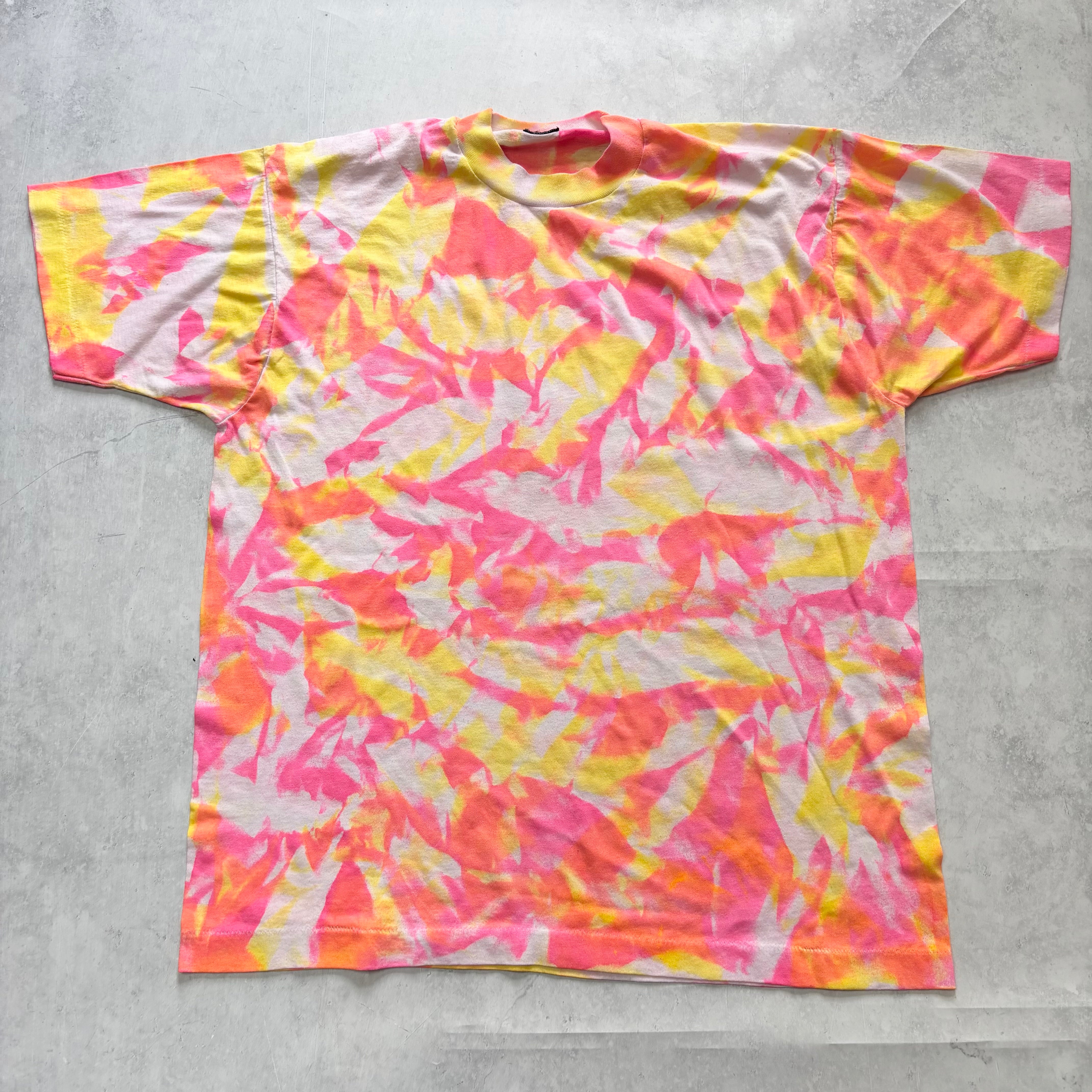 Vintage T Shirt Mens Medium Tie Die Pink Single Stitch 90s USA (E)