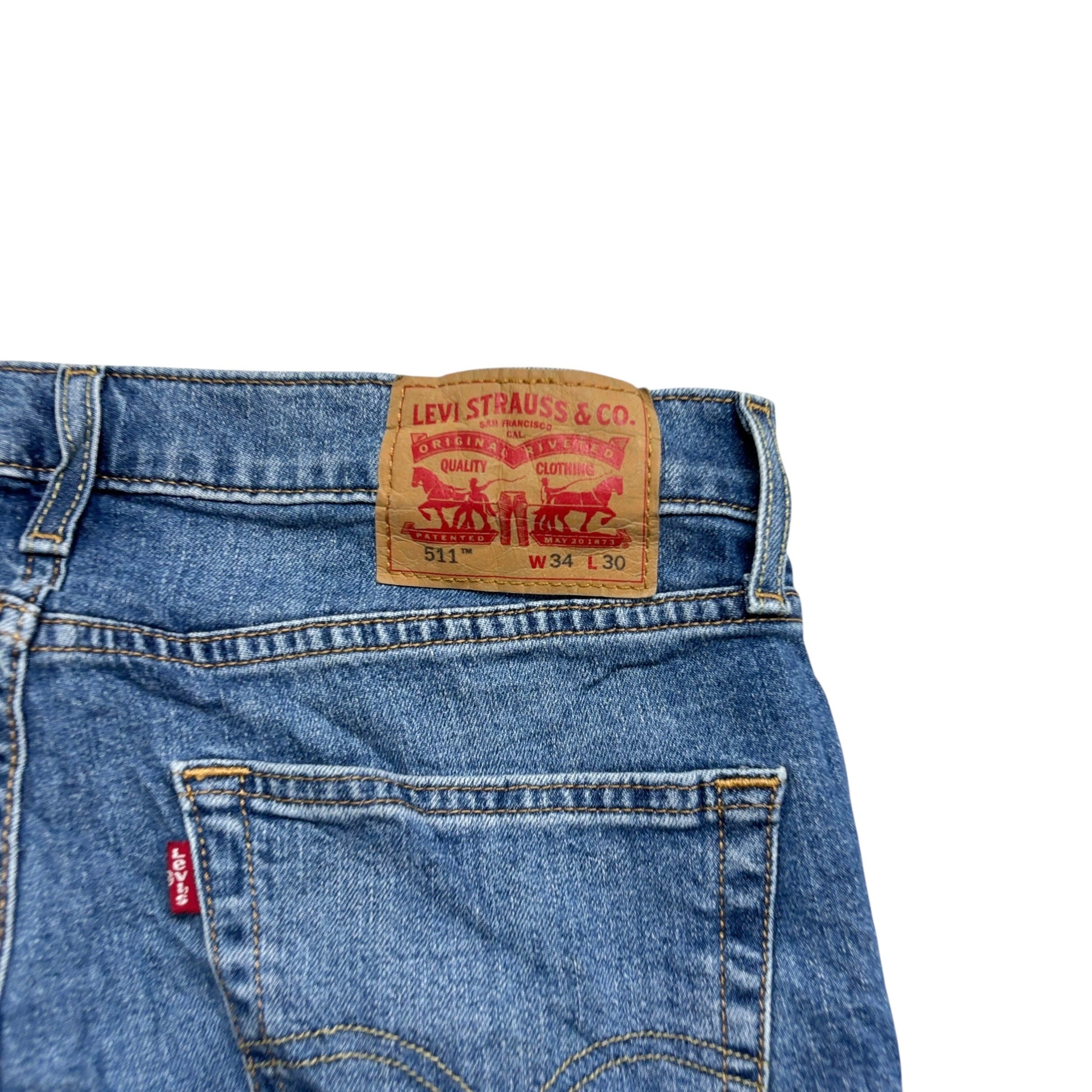 Levis 511 Jeans W34 L30 Mens Mid Blue Slim Fit Stretch Denim