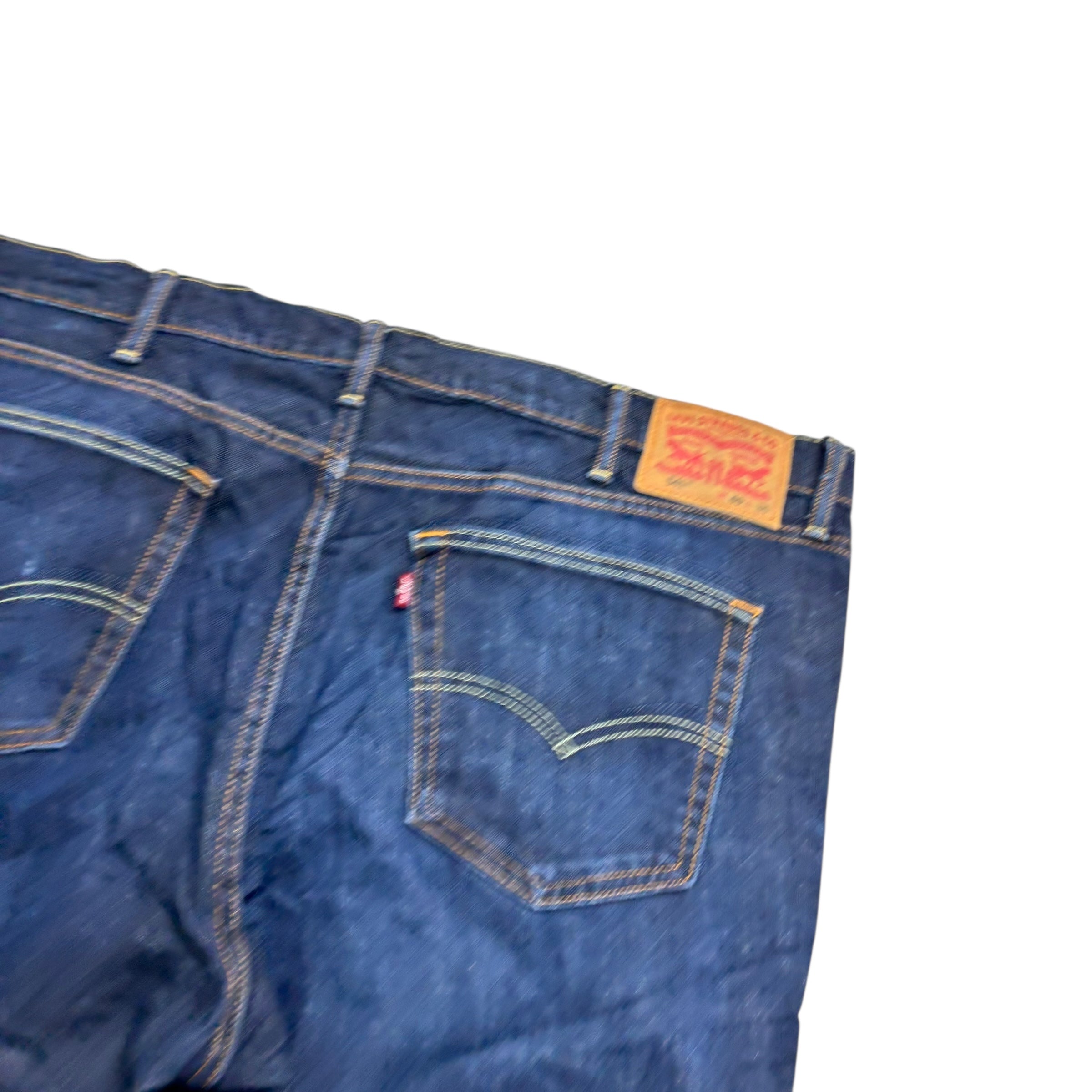 Levis 541 Jeans W42 L30 Mens Dark Blue Athletic Tapered Fit Stretch Denim (E)