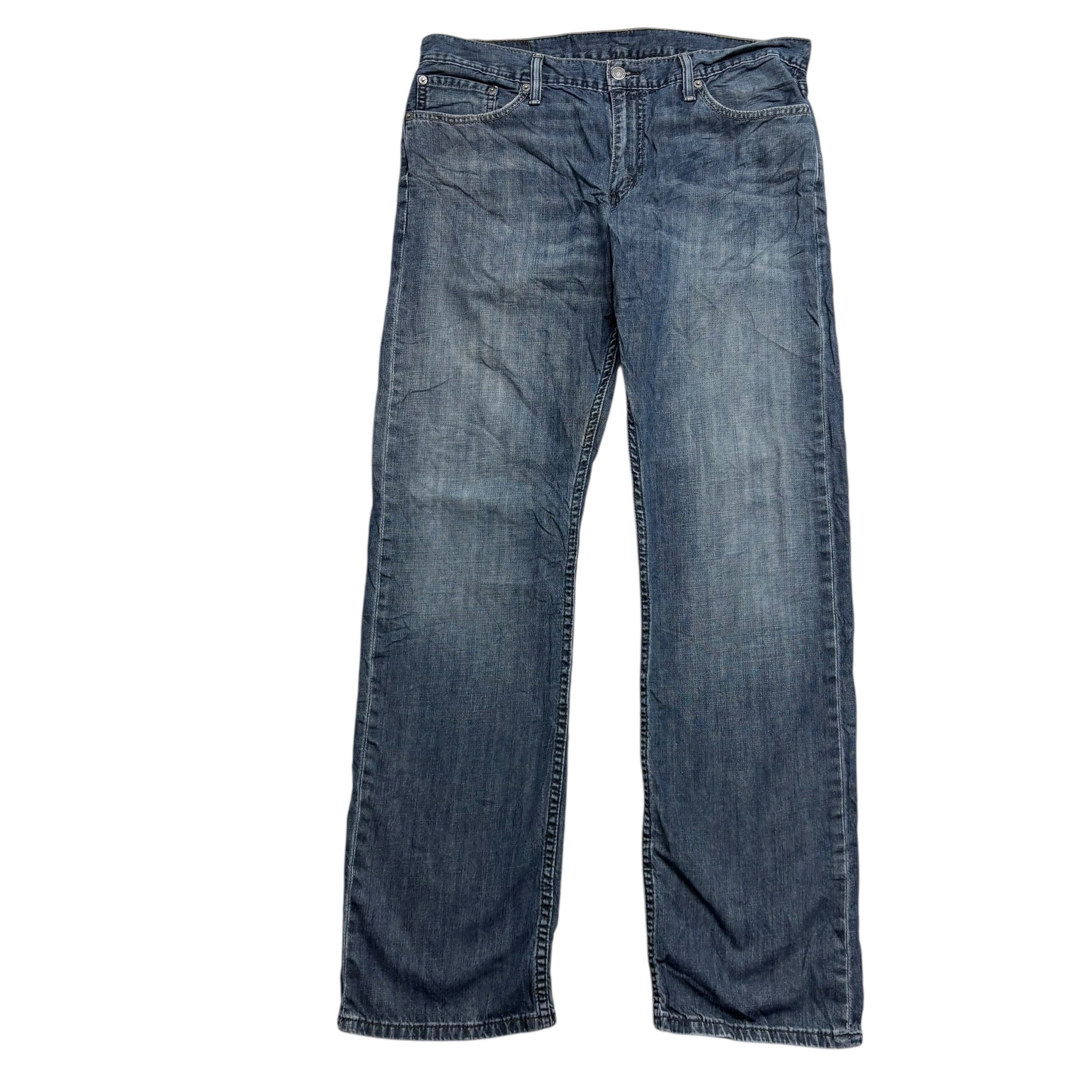 Levis 514 Jeans W35 L34 Mens Mid Blue Regular Straight Fit Denim (E)