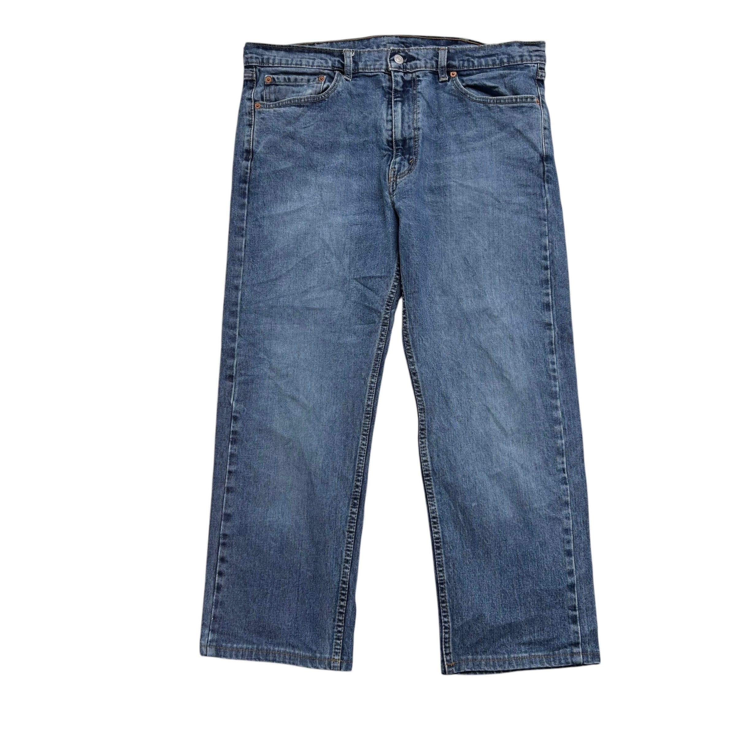 Levis 505 Jeans W38 L26 Mens Mid Blue Regular Straight Fit Stretch Denim (E)