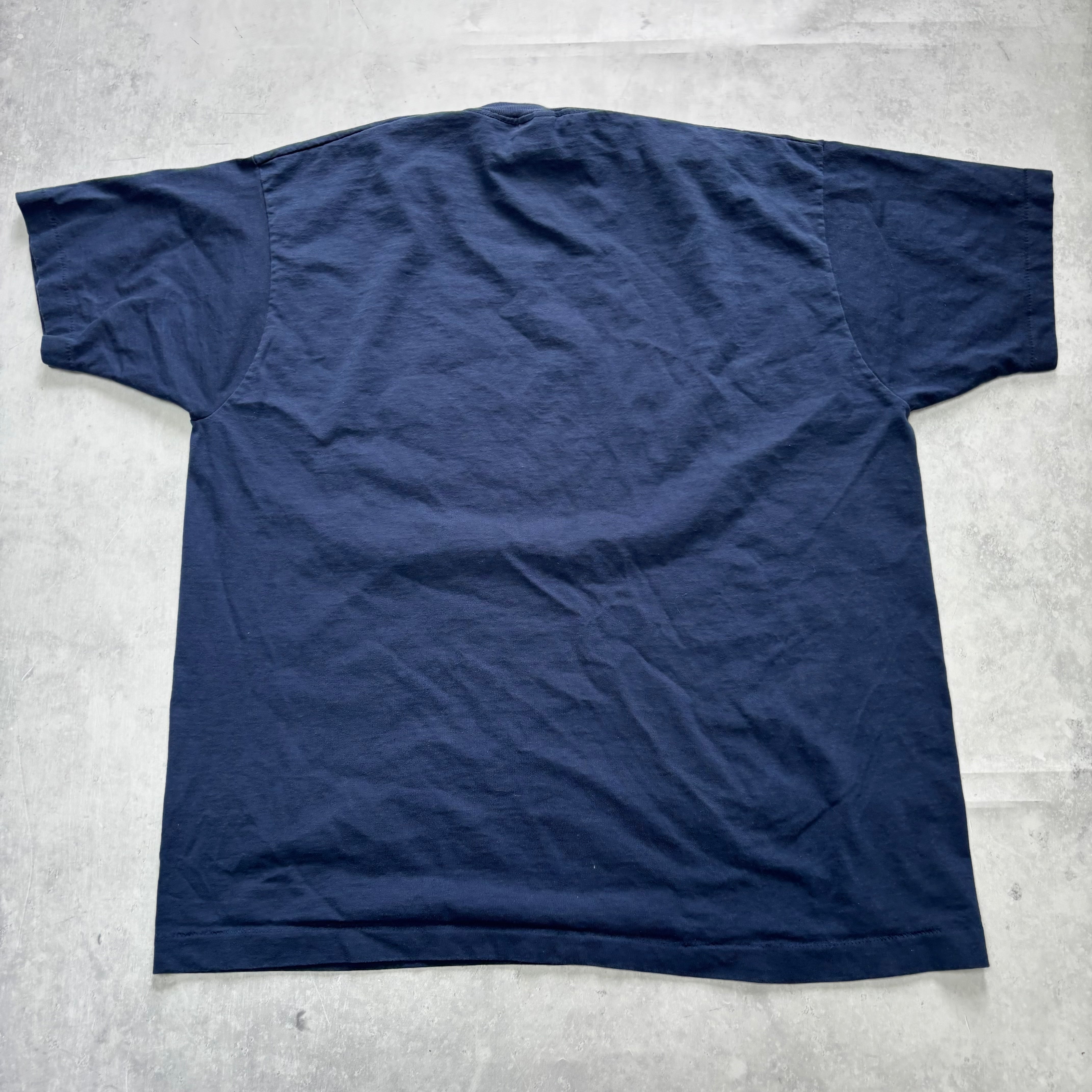 Vintage T Shirt Mens XXL Navy Blue Single Stitch Graphic Print 90s USA MLB (E)