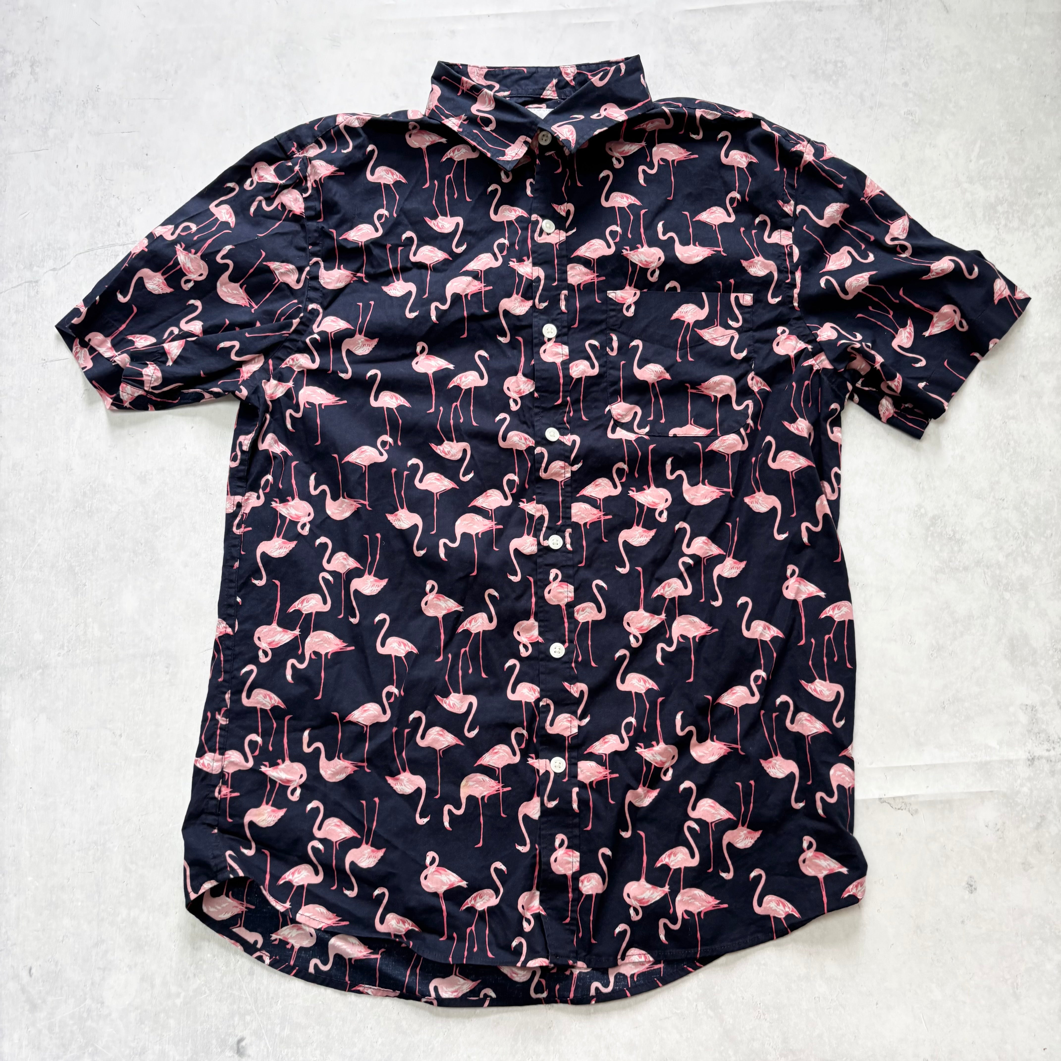 Old Navy Hawaiian Shirt Mens Medium Navy Short Sleeve Regular Fit