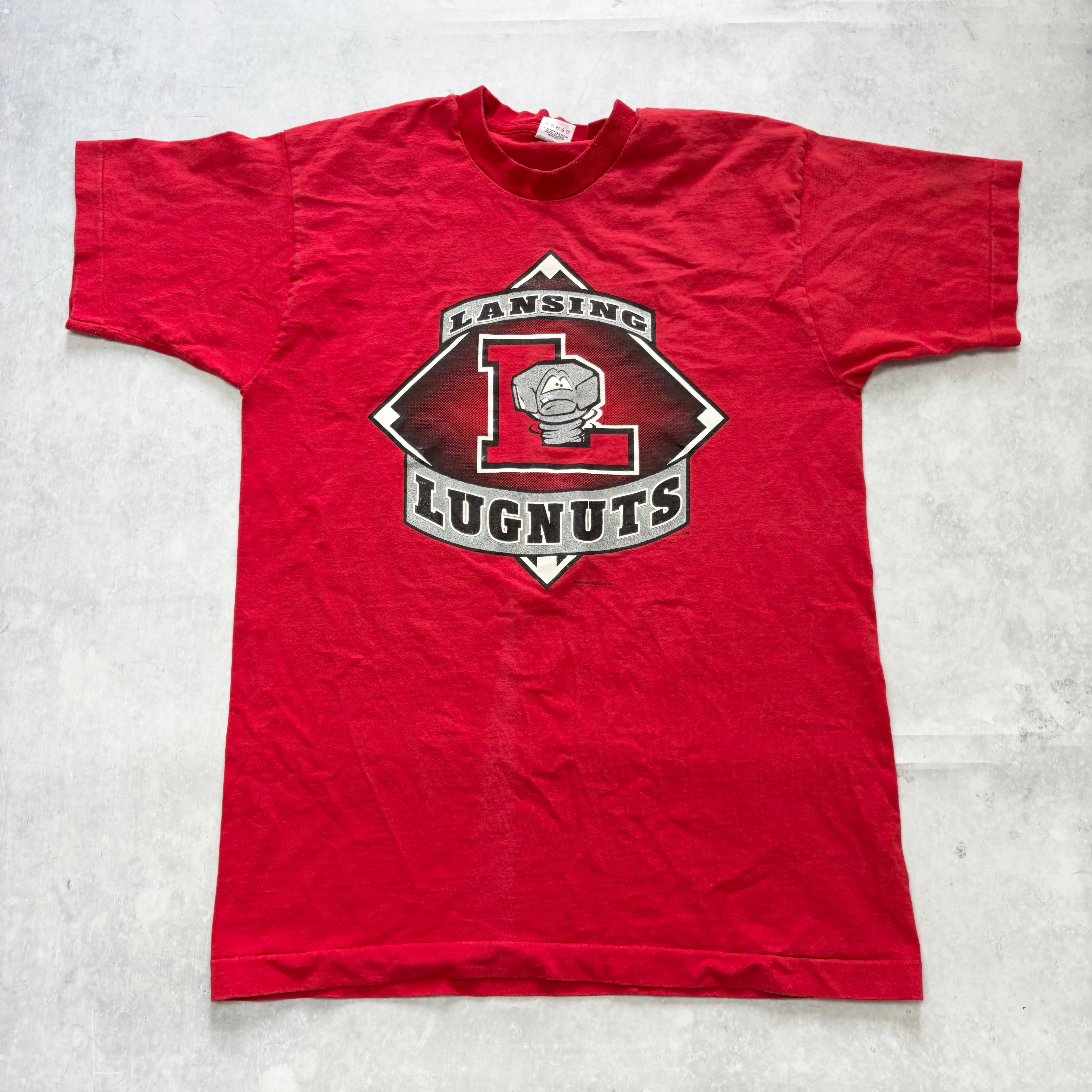 Vintage T Shirt Mens Large Red Single Stitch Graphic Print 90s USA College