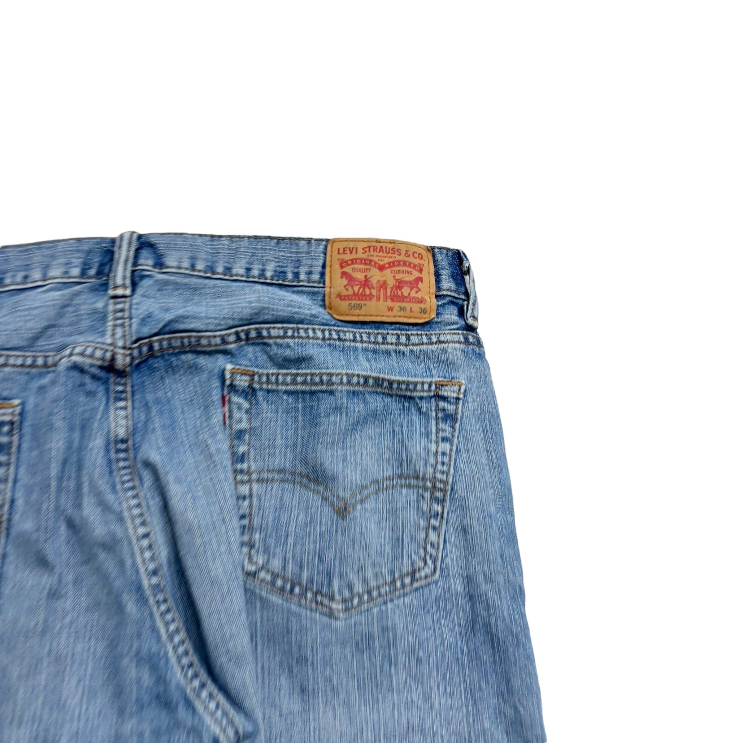 Levis 569 Jeans W36 L36 Mens Light Blue Baggy Relaxed Straight Fit Denim (E)