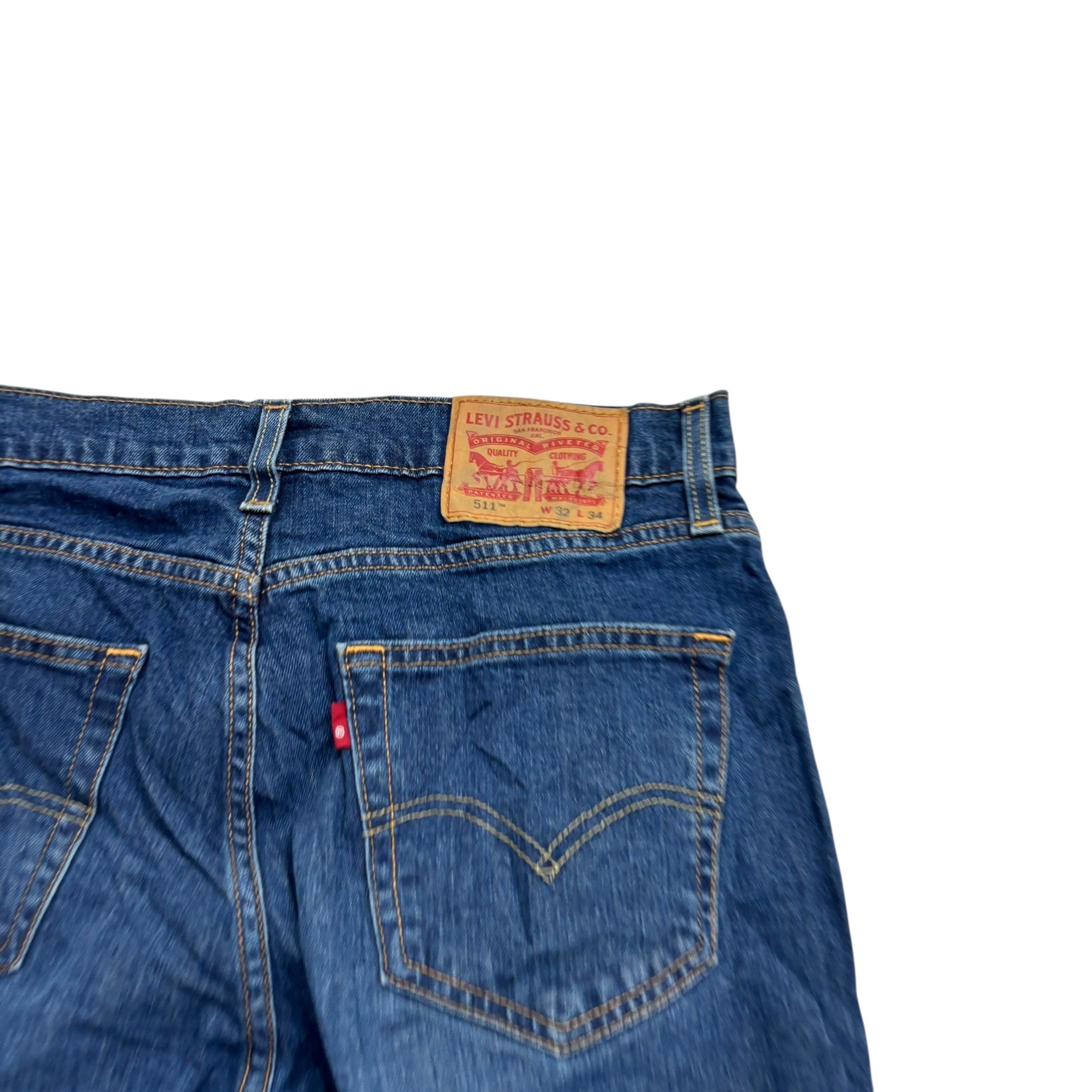 Levis 511 Jeans W32 L34 Mens Dark Blue Slim Fit Stretch Denim (E)