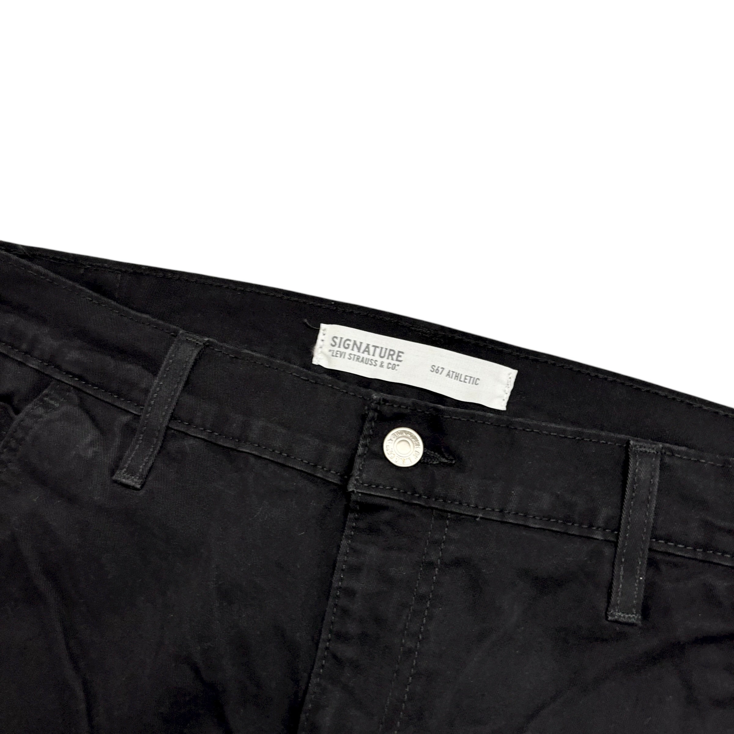 Levis Signature Trousers W36 L32 Mens Black Athletic Fit Stretch Pants (E)