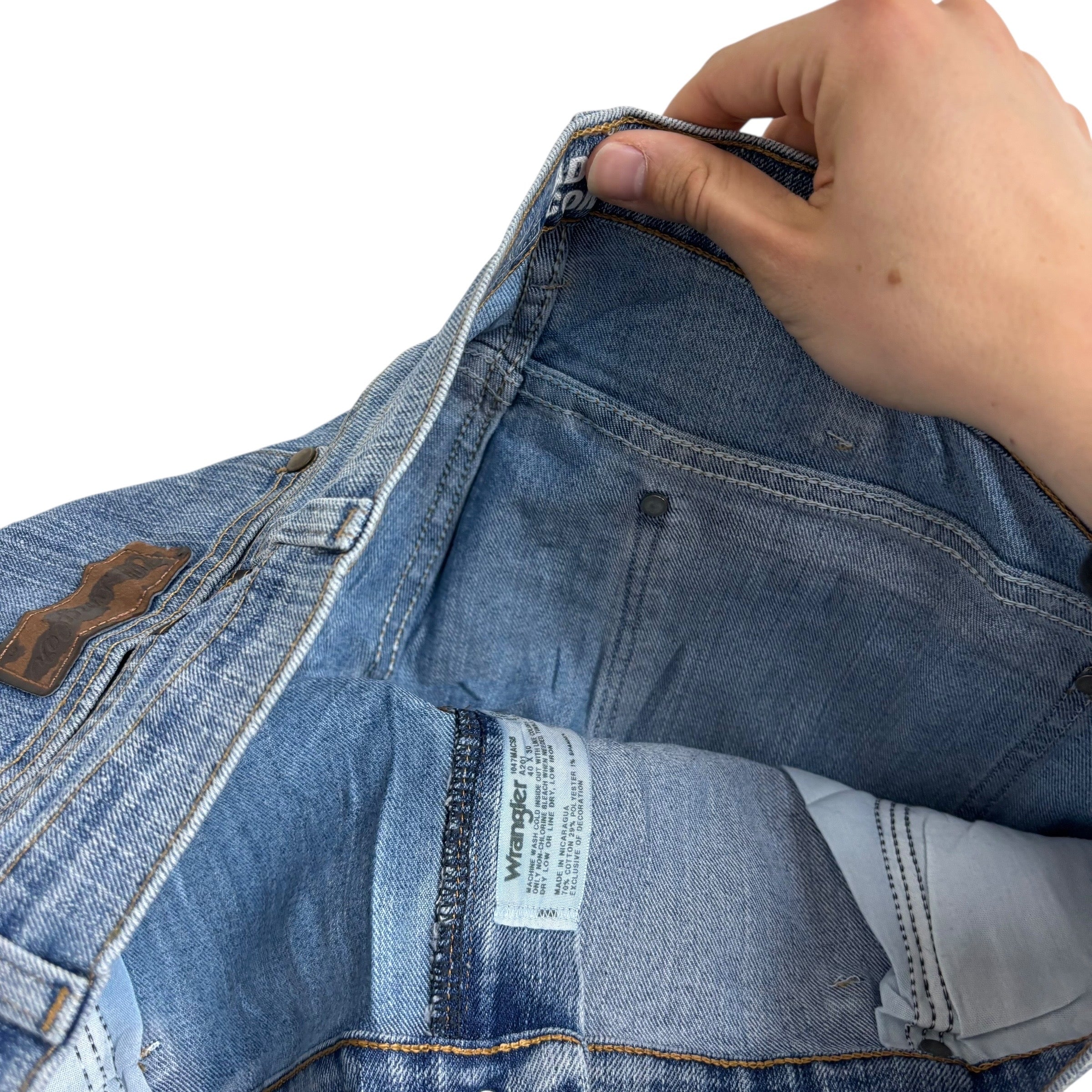Wrangler Starched Jeans Cowboy Cut W40 L30 Mens Blue Advanced Comfort Regular