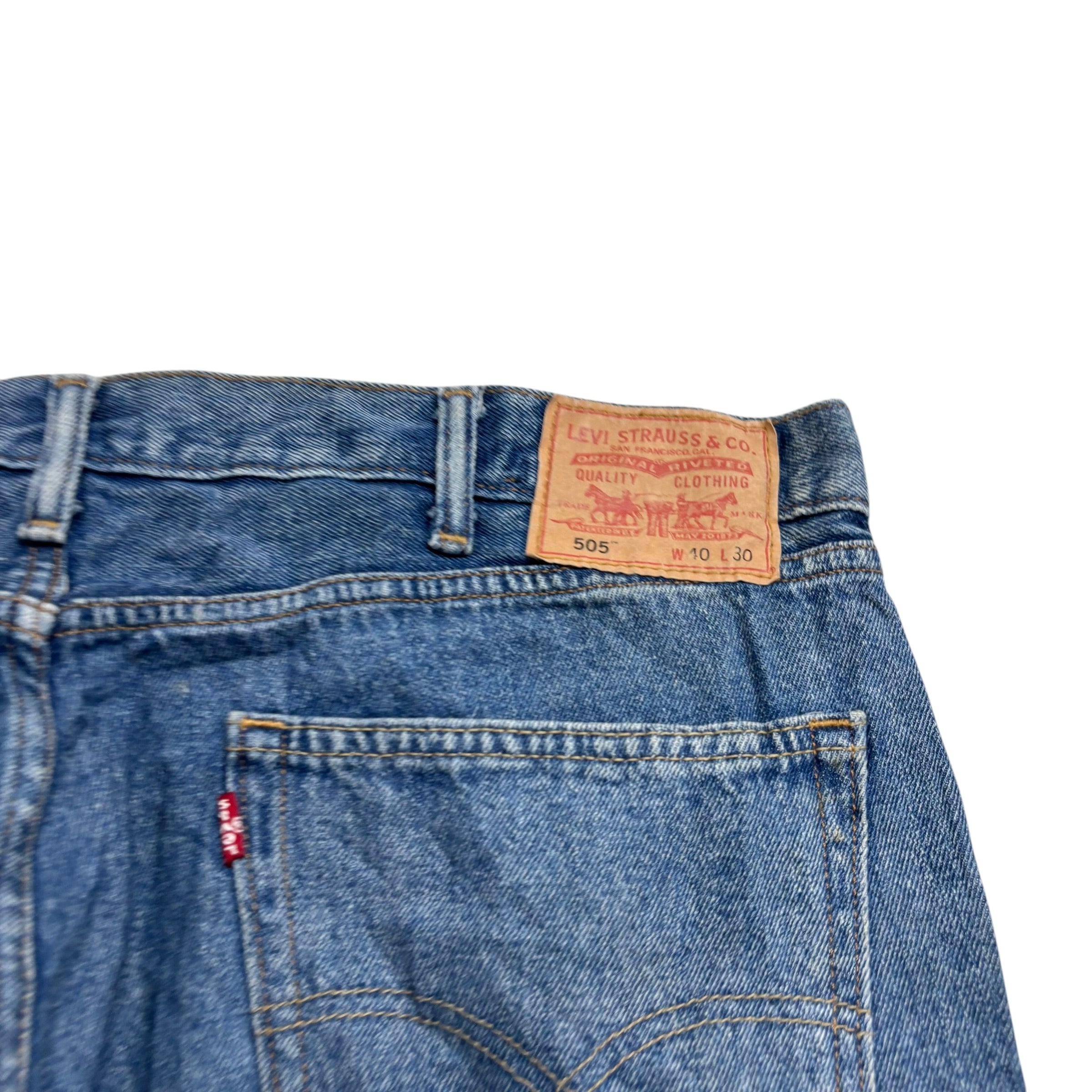 Levis 505 Jeans W40 L30 Mens Mid Blue Regular Straight Fit Vintage Denim (E)