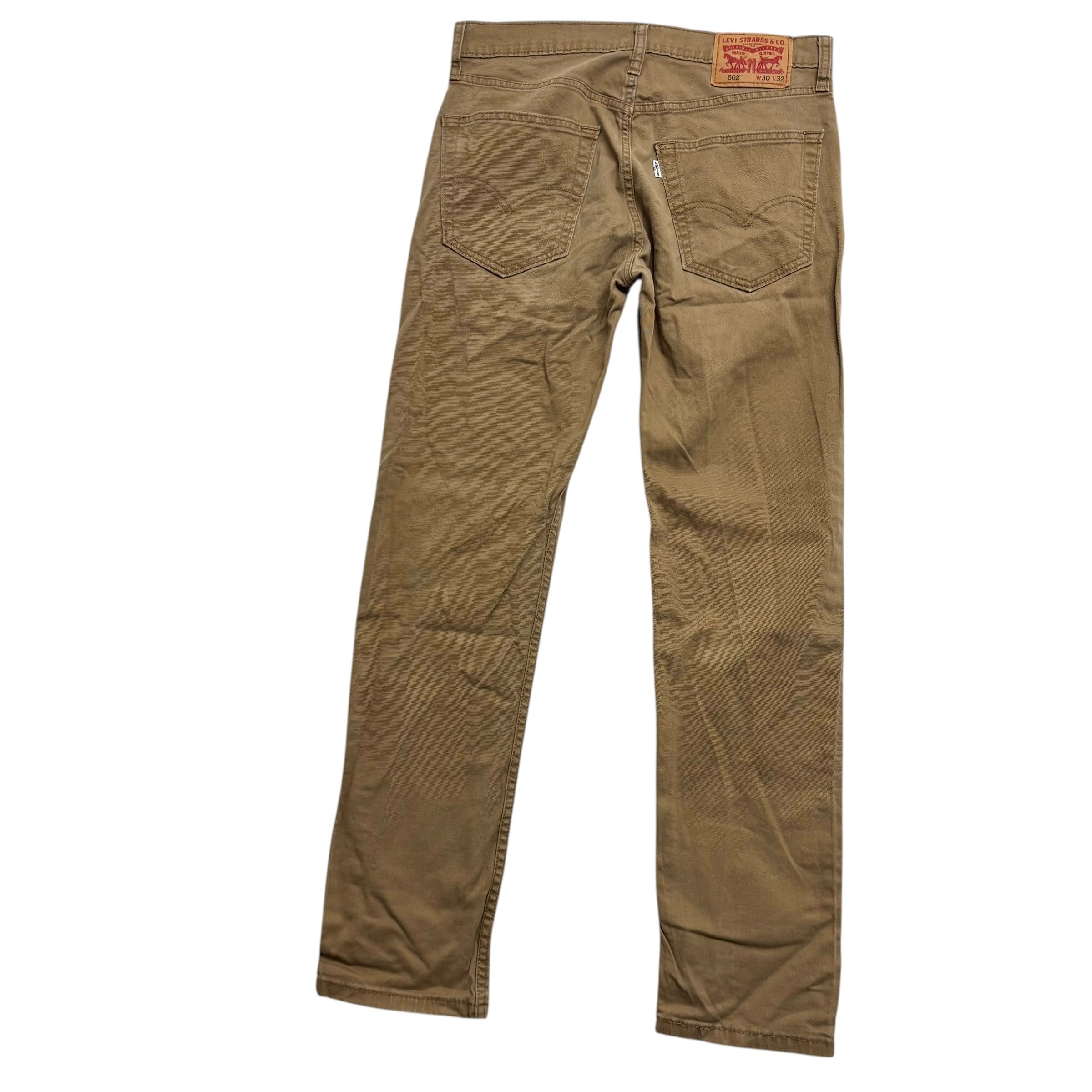 Levis 502 Trousers W30 L31 Mens Tan Regular Tapered Fit Stretch Pants (F)