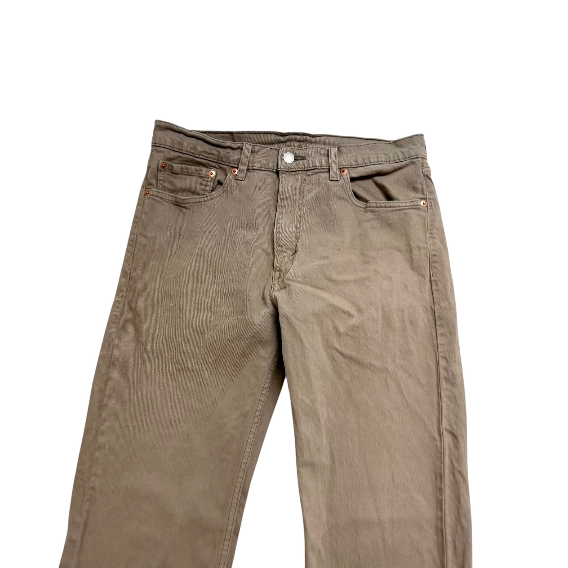 Levis 505 Jeans W32 L32 Mens Beige Regular Straight Fit Stretch Denim