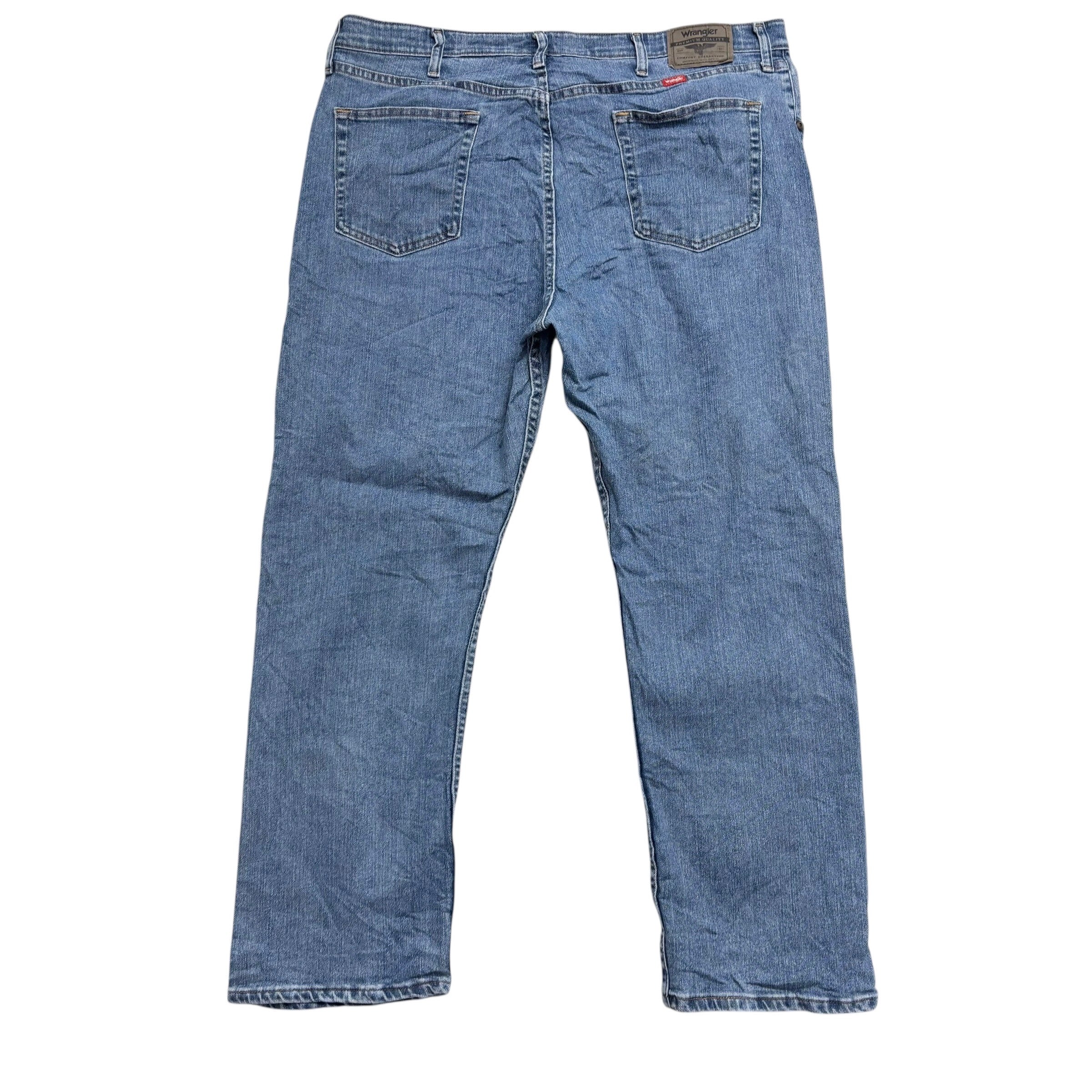 Wrangler Jeans W40 L30 Mens Mid Blue Regular Straight Fit Stretch Denim