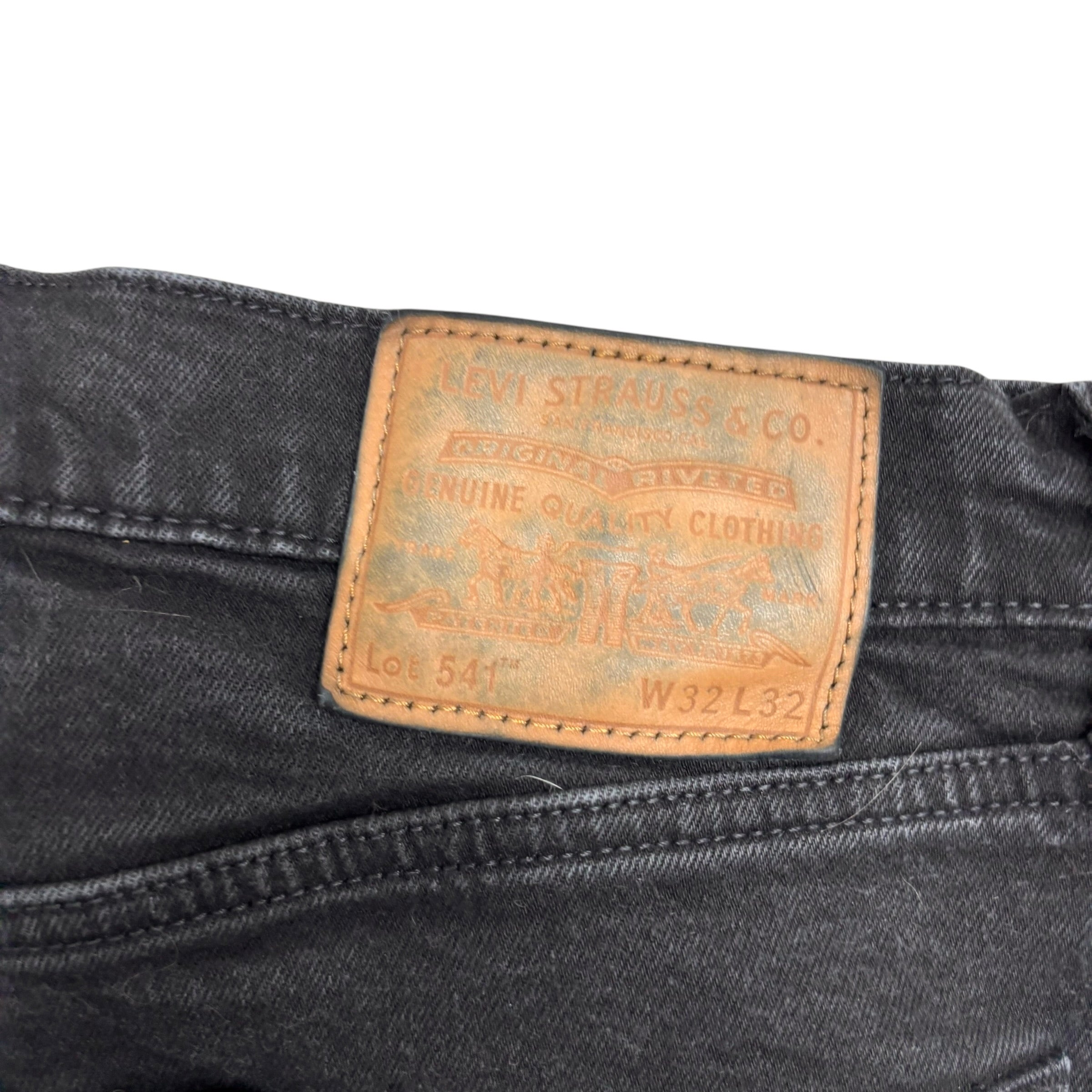 Levis 541 Jeans W31 L30 Mens Black Athletic Tapered Fit Stretch Denim (E)