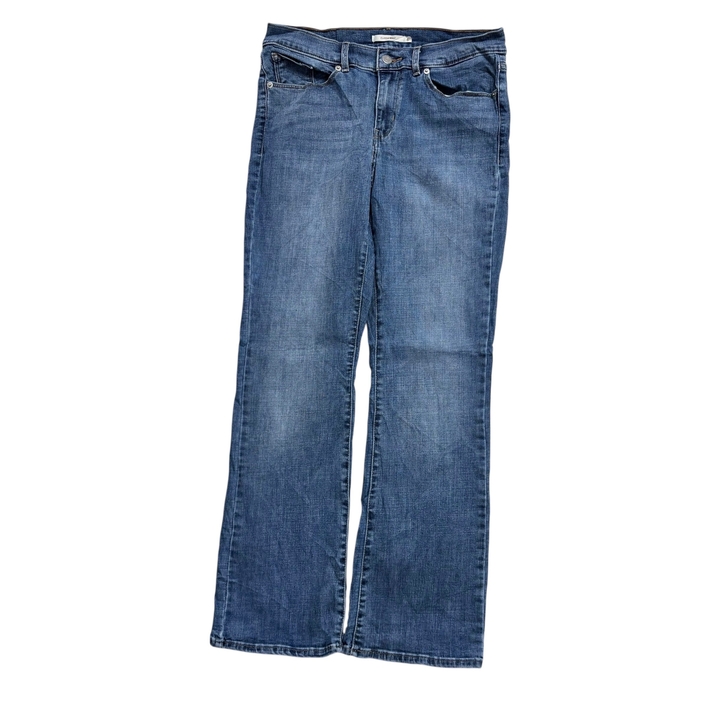 Levis Jeans W28 L30 Womens Classic Bootcut Mid Blue Stretch Denim (E)
