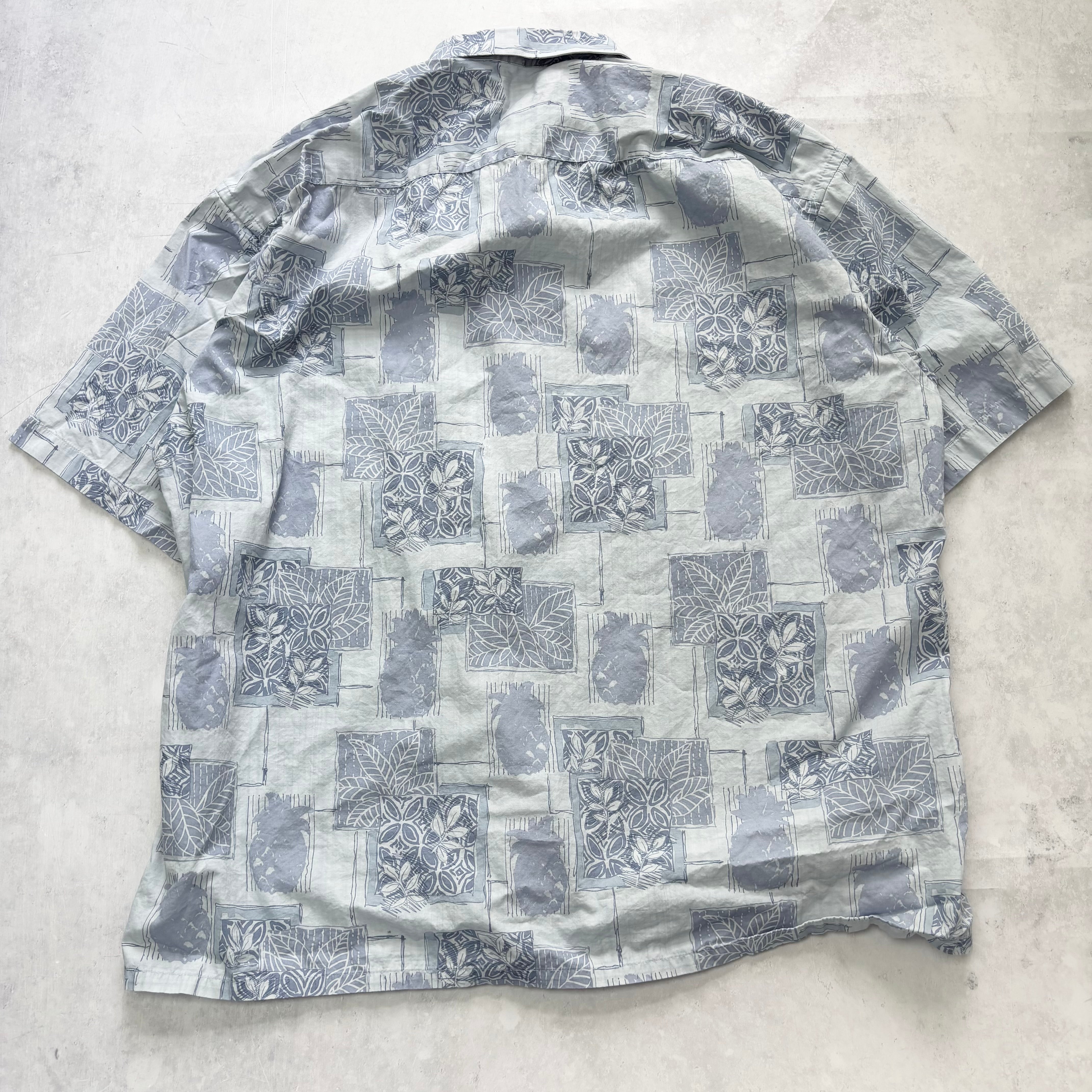 Vintage Hawaiian Shirt Mens XXL Blue Floral Aloha Short Sleeve Cotton (E)