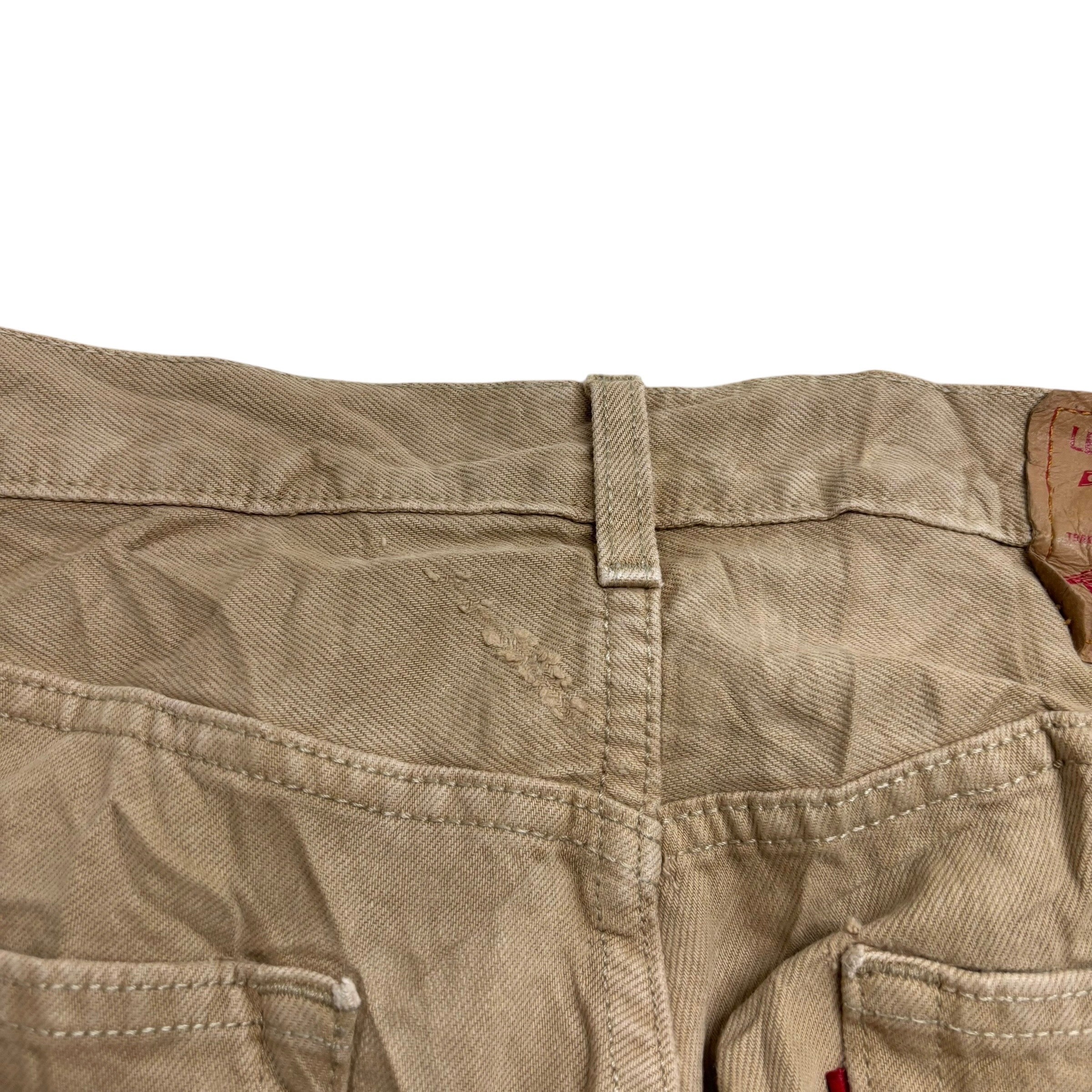 Levis 505 Jeans W33 L33 Mens Gold Tan Regular Straight Fit Vintage Denim