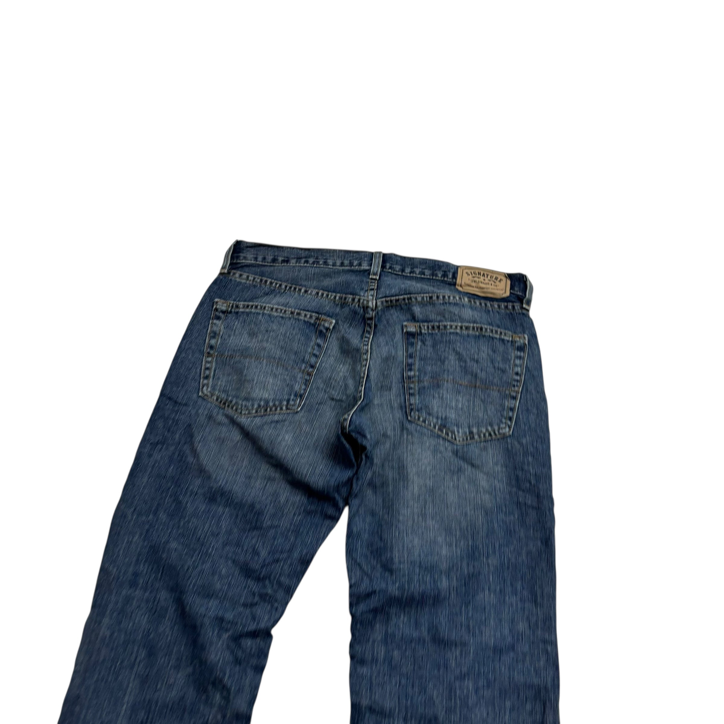 Levis Signature Jeans W34 L34 Mens Mid Blue Relaxed Straight Fit Vintage (E)