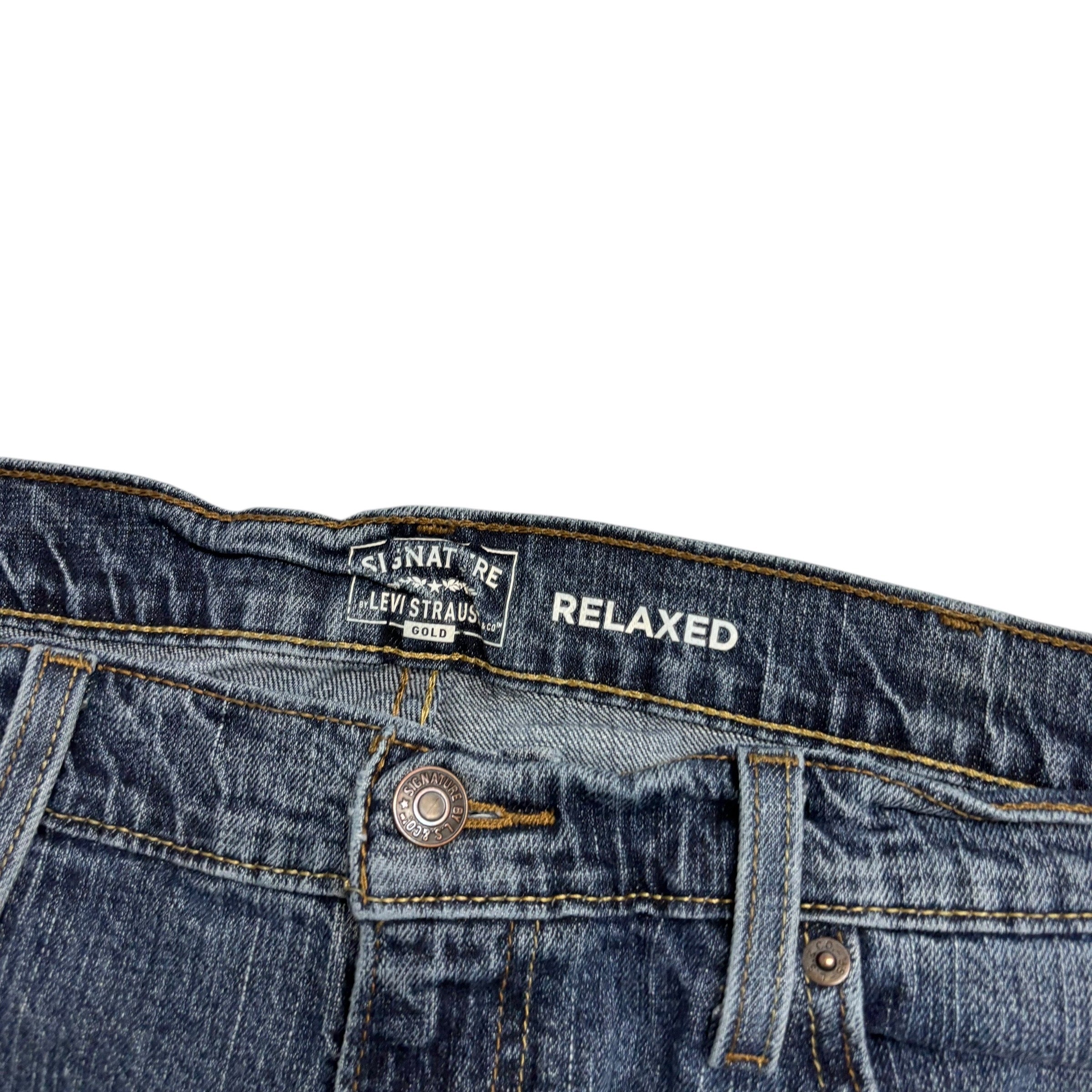 Levis Signature Jeans W38 L31 Mens Mid Blue Relaxed Straight Stretch Denim (F)
