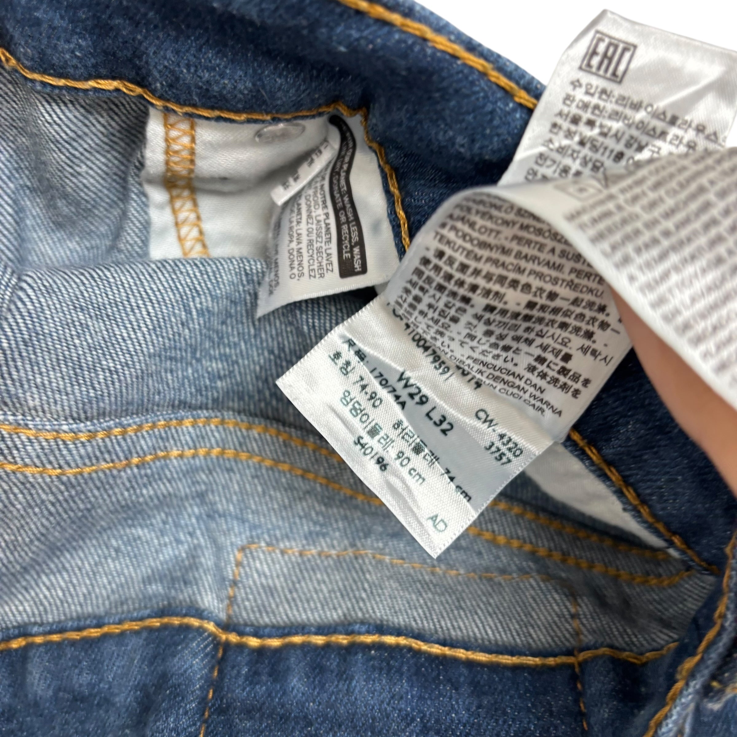 Levis 541 Jeans W29 L32 Mens Mid Blue Athletic Tapered Fit Stretch Denim (E)