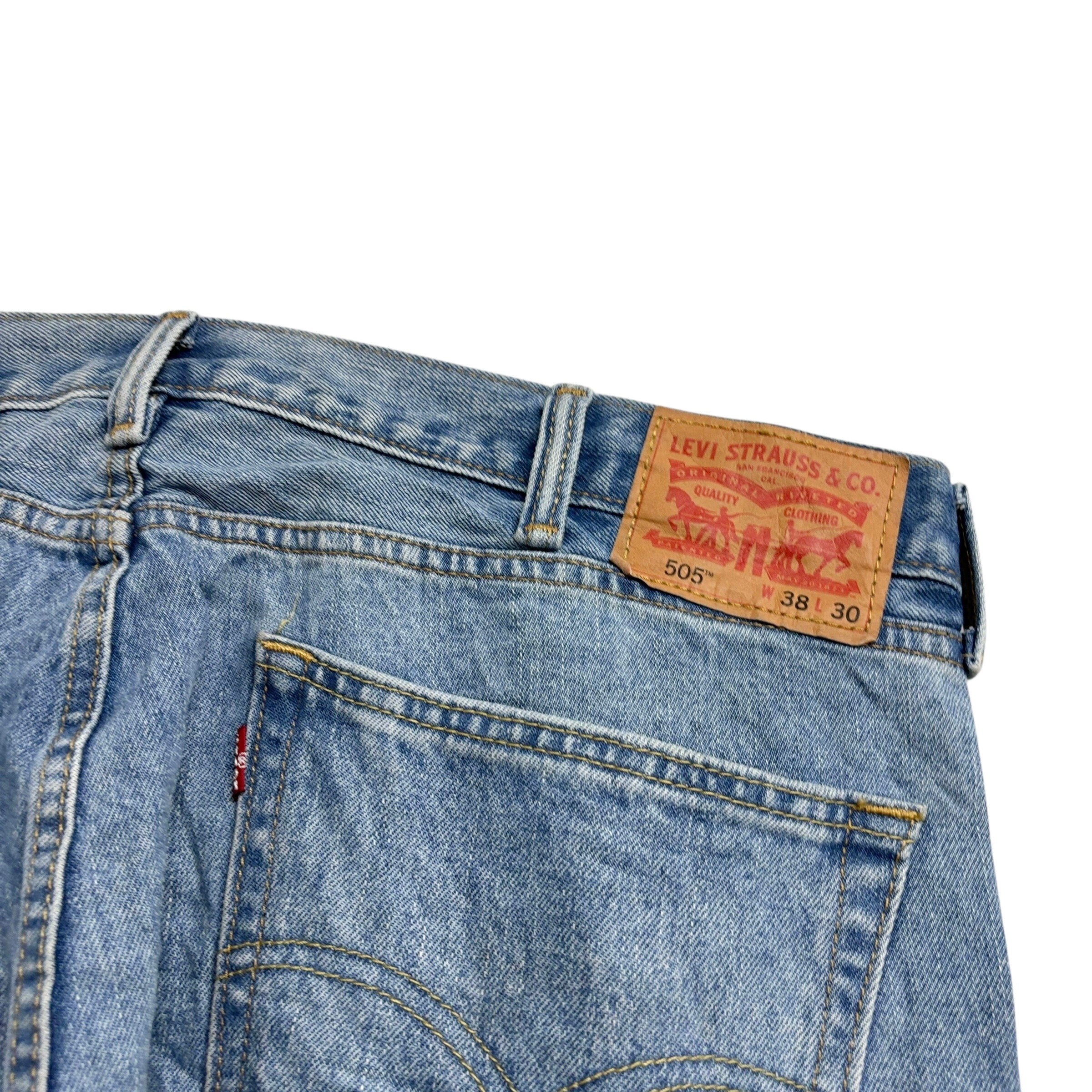 Levis 505 Jeans W40 L30 Mens Light Blue Regular Straight Fit Denim