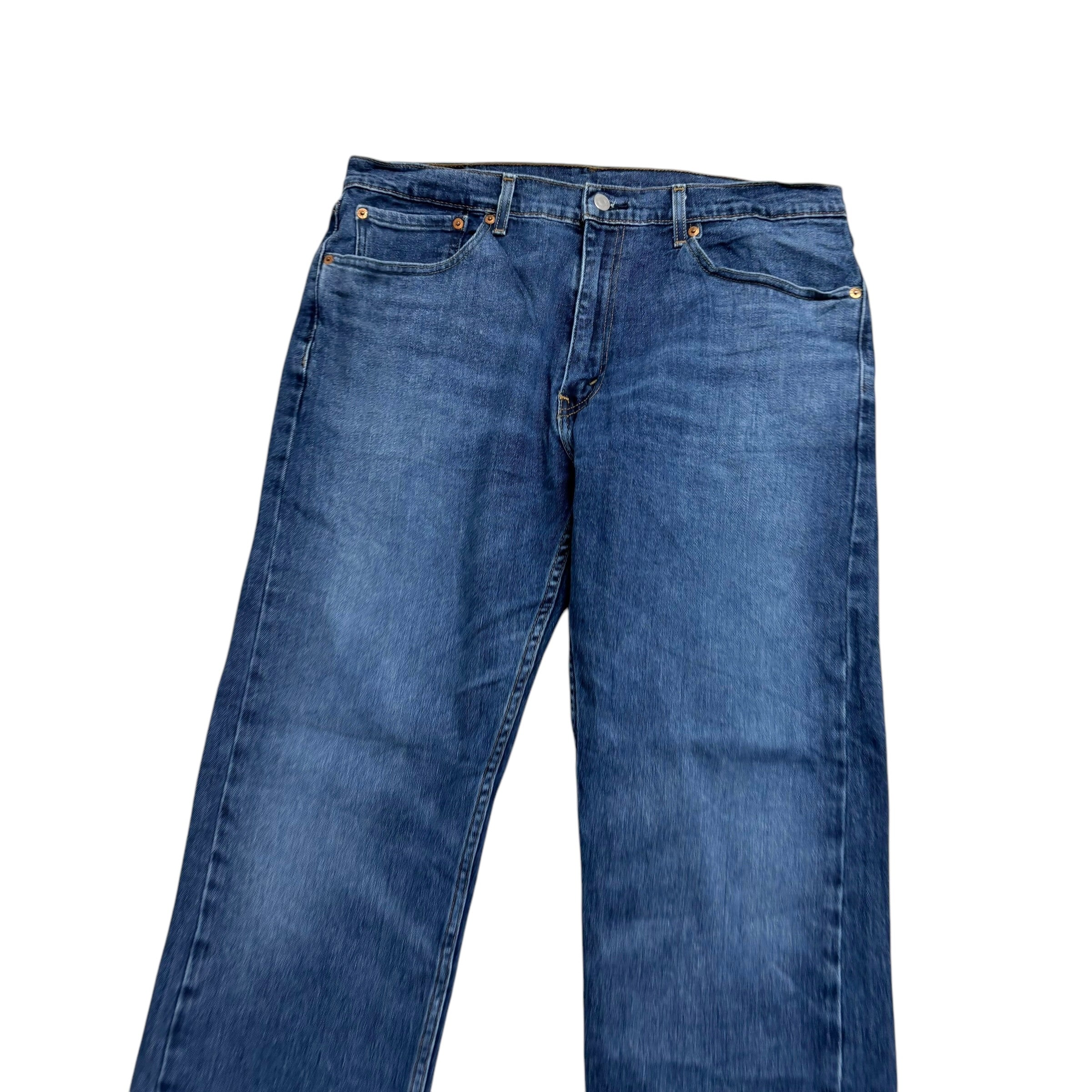 Levis 505 Jeans W36 L32 Mens Mid Blue Regular Straight Fit Stretch Denim (E)