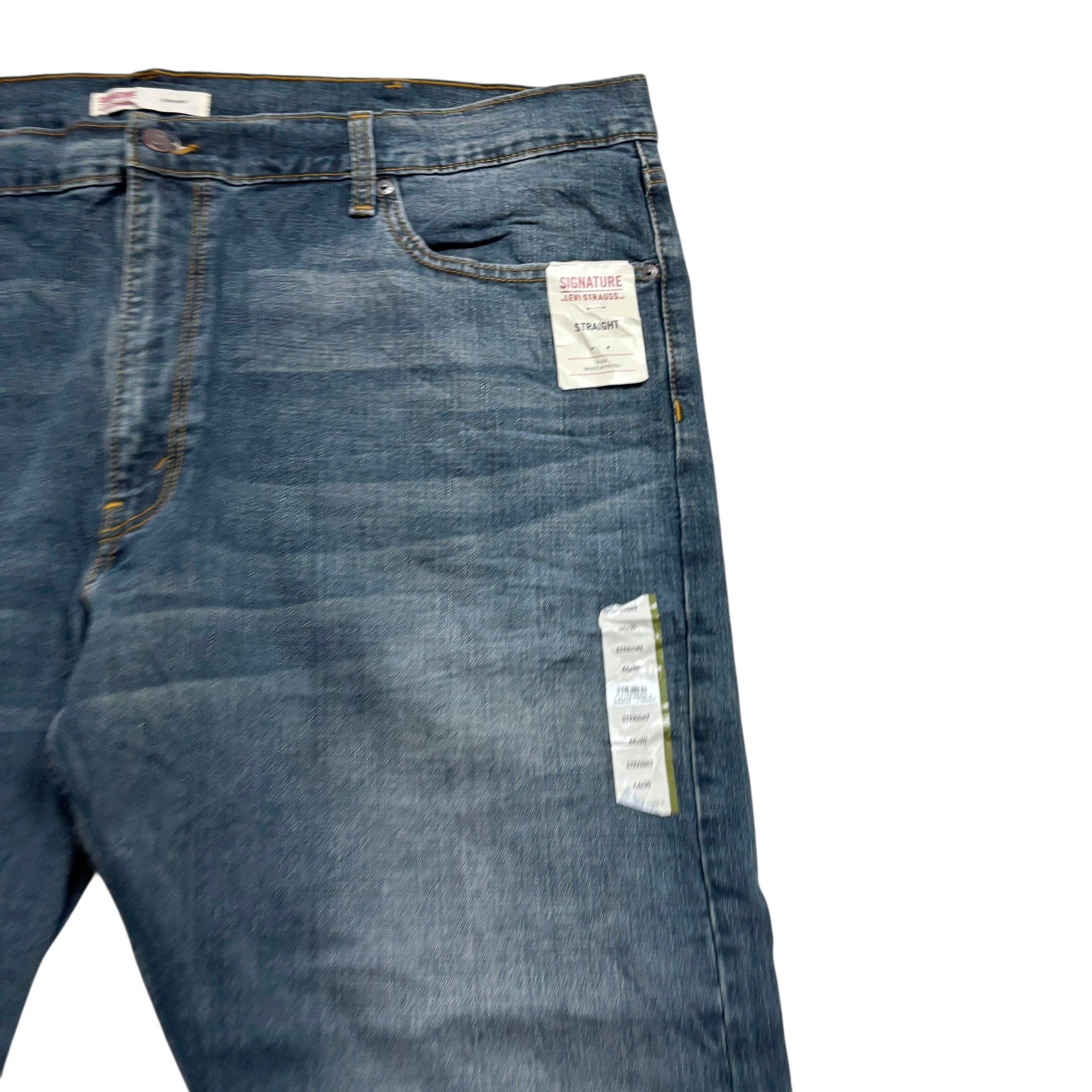 Levis Signature Jeans W46 L30 Mens Dark Blue Regular Straight Stretch Denim (E)