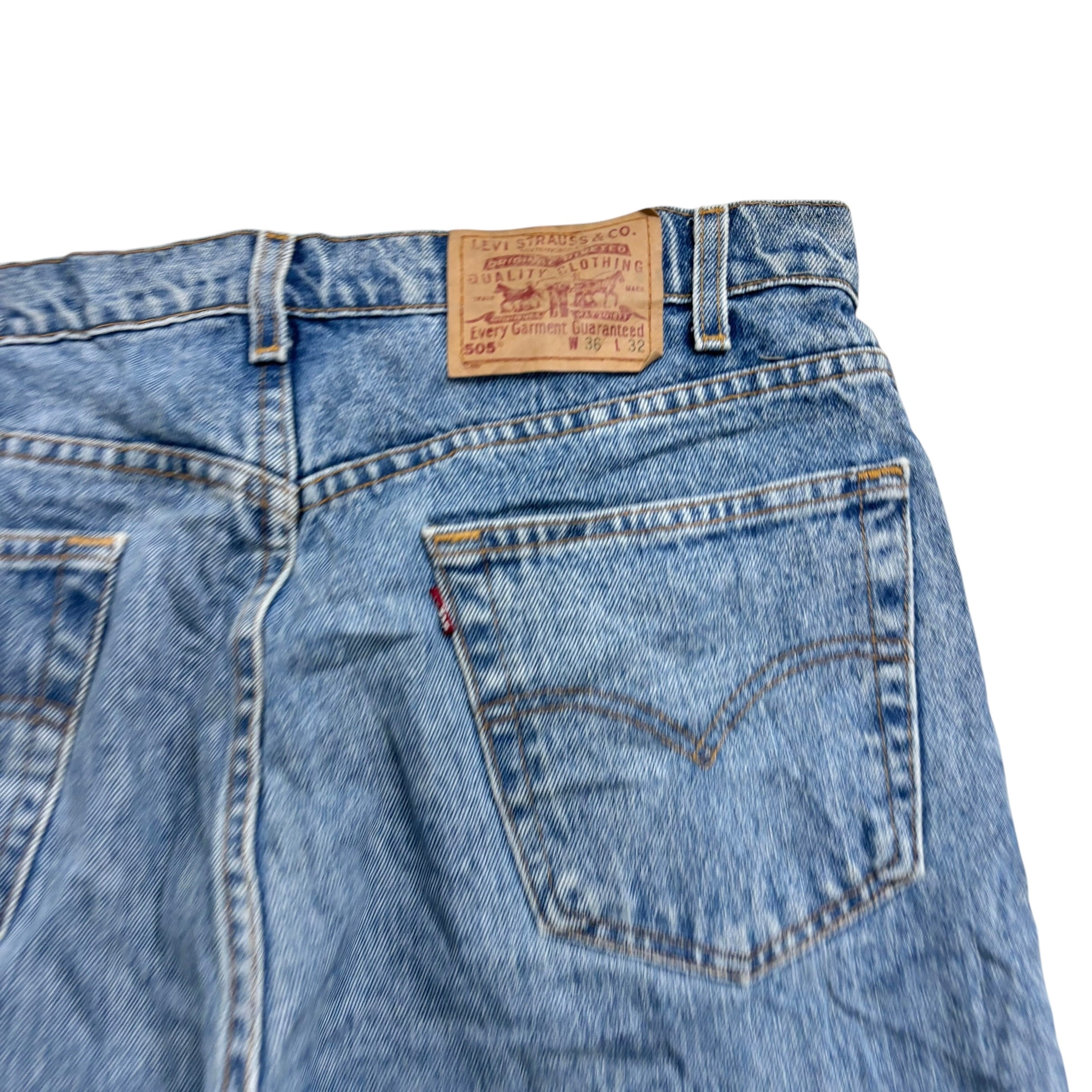 Levis 505 Jeans W36 L32 Mens Light Blue Regular Straight Fit Vintage Denim