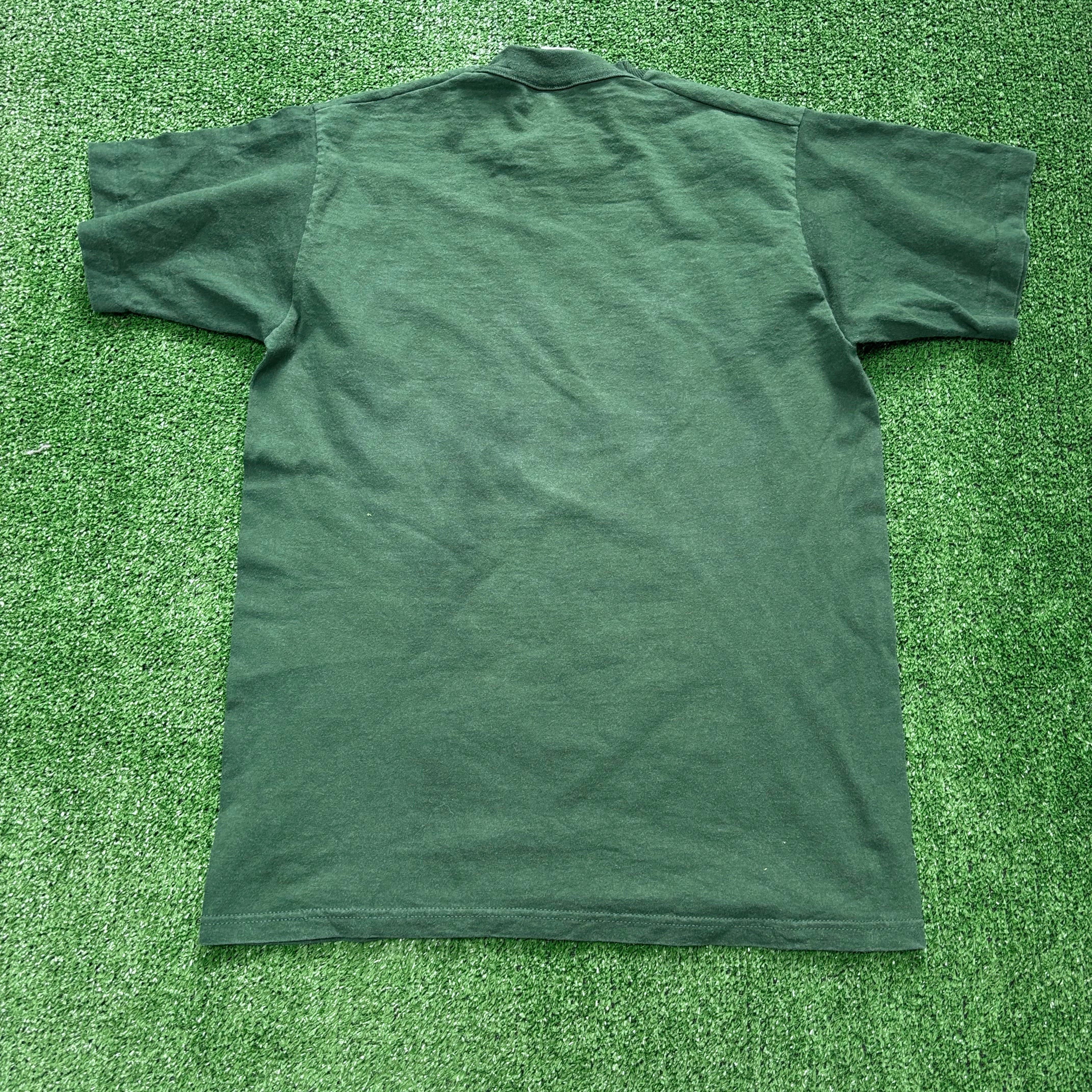 Vintage T Shirt Mens Medium Green Single Stitch Graphic Print 90s Canada (E)