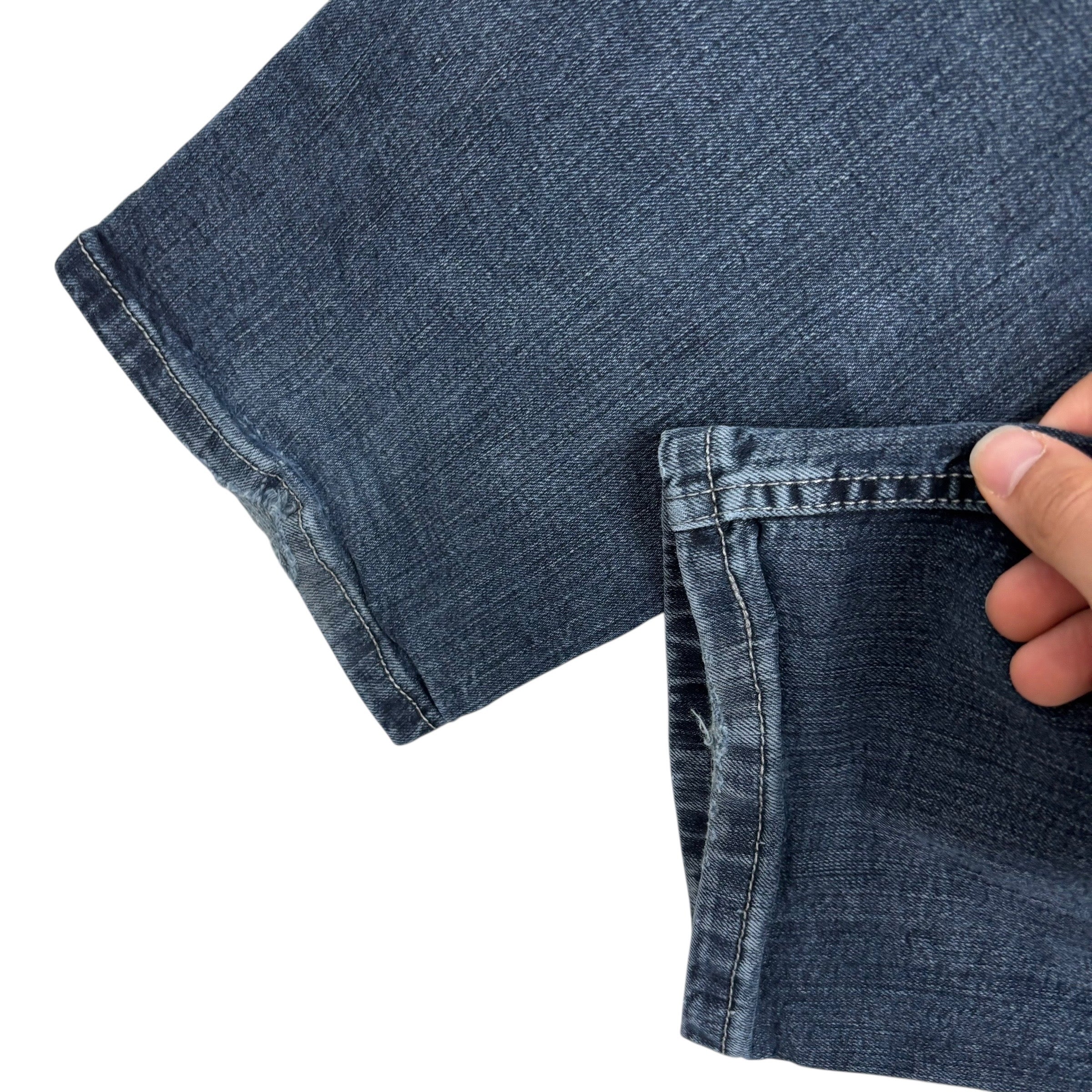 Levis 505 Jeans W32 L30 Mens Navy Blue Regular Straight Fit Stretch Denim (F)