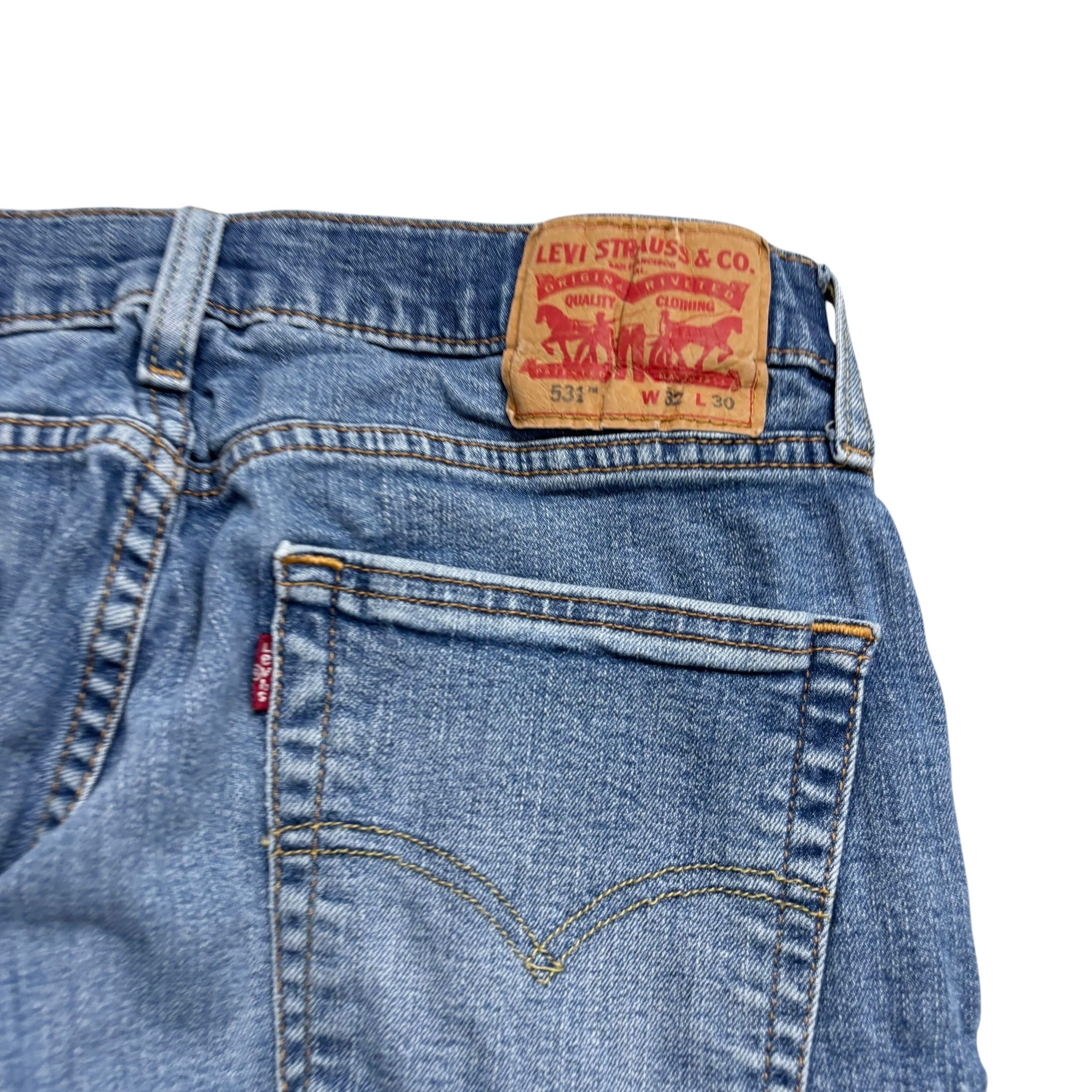 Levis 531 Jeans W30 L30 Mens Mid Blue Athletic Slim Fit Stretch Denim