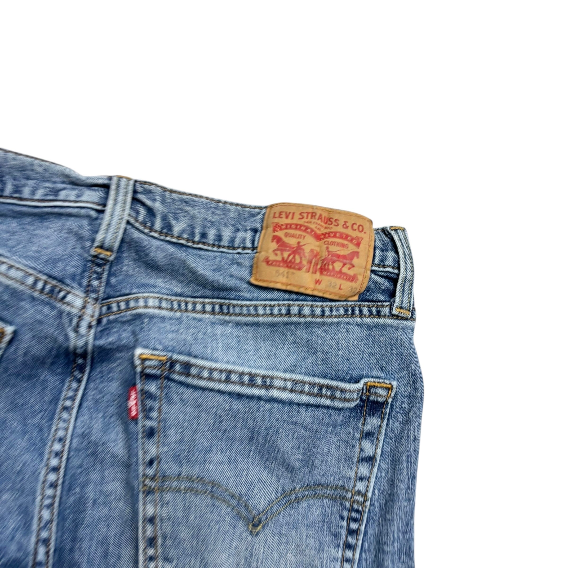 Levis 541 Jeans W32 L29 Mens Mid Blue Athletic Tapered Fit Stretch Denim (F)