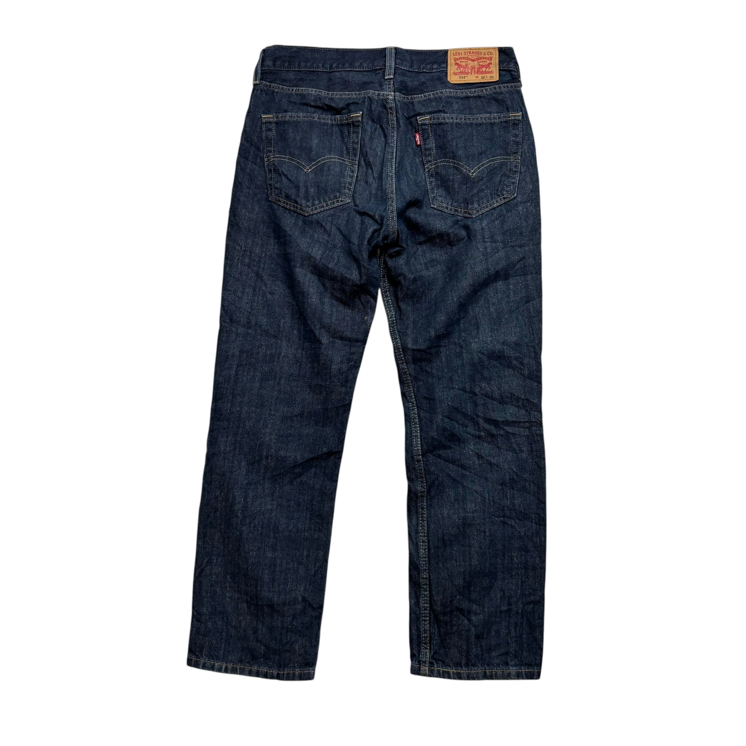 Levis 514 Jeans W32 L29 Mens Dark Blue Regular Straight Fit Denim (F)