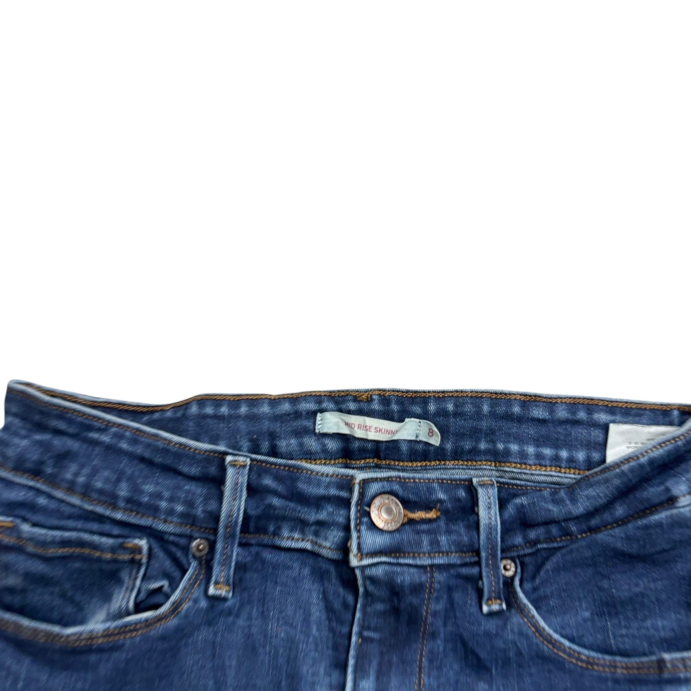 Levis Jeans W27 L32 Womens Mid Rise Skinny Dark Blue Stretch Denim