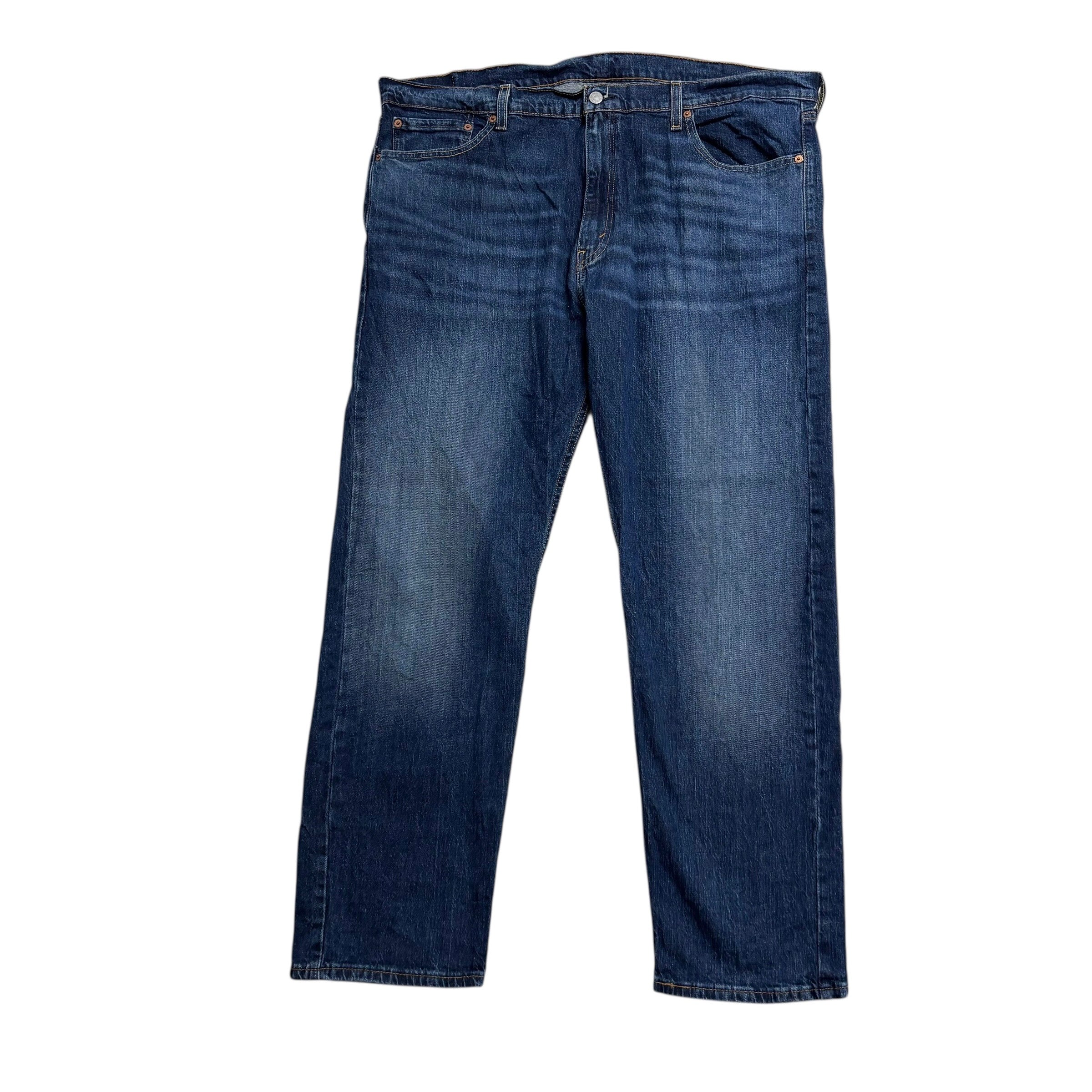 Levis 505 Jeans W42 L30 Mens Dark Blue Regular Straight Fit Stretch Denim (E)