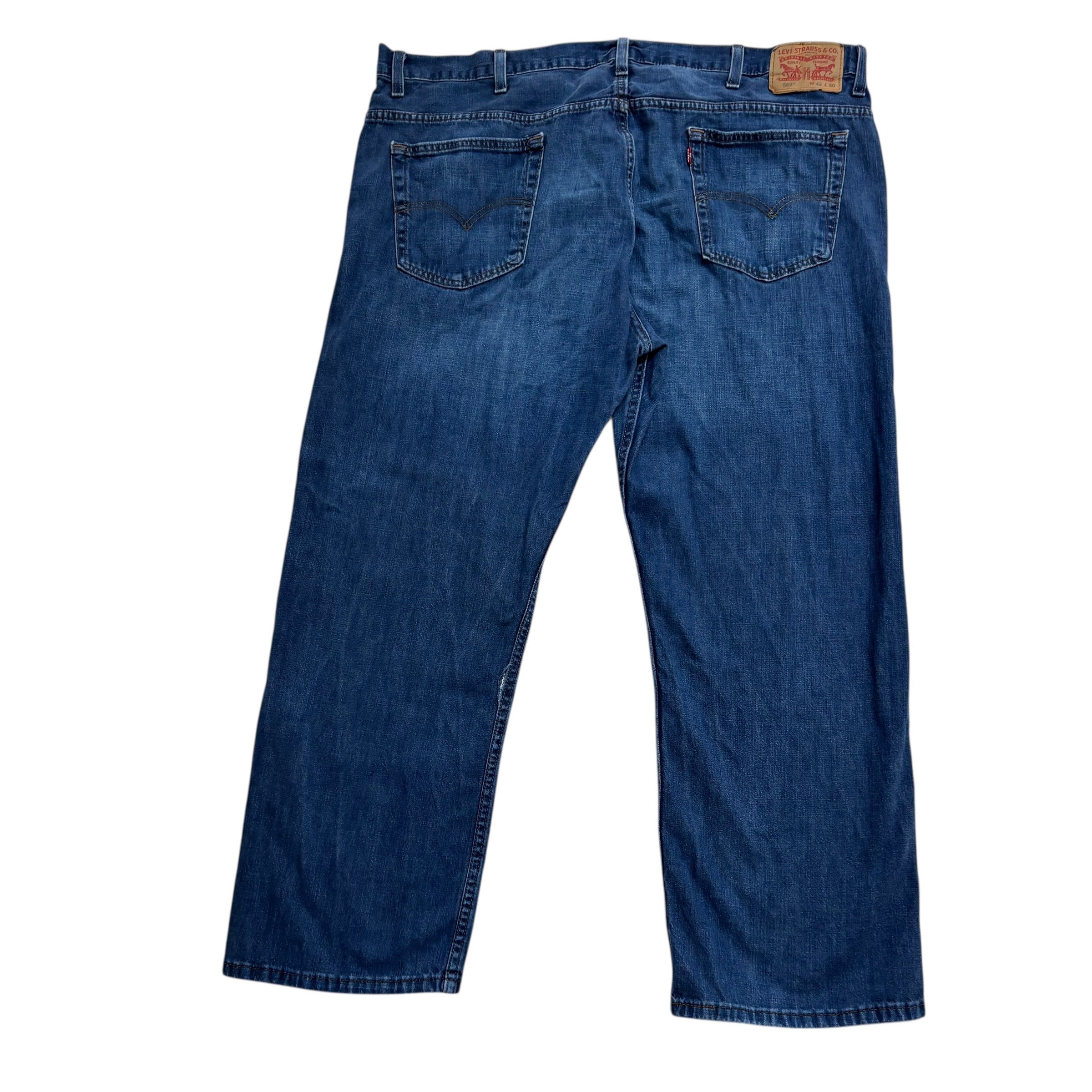 Levis 569 Jeans W42 L30 Mens Mid Blue Baggy Relaxed Straight Fit Denim