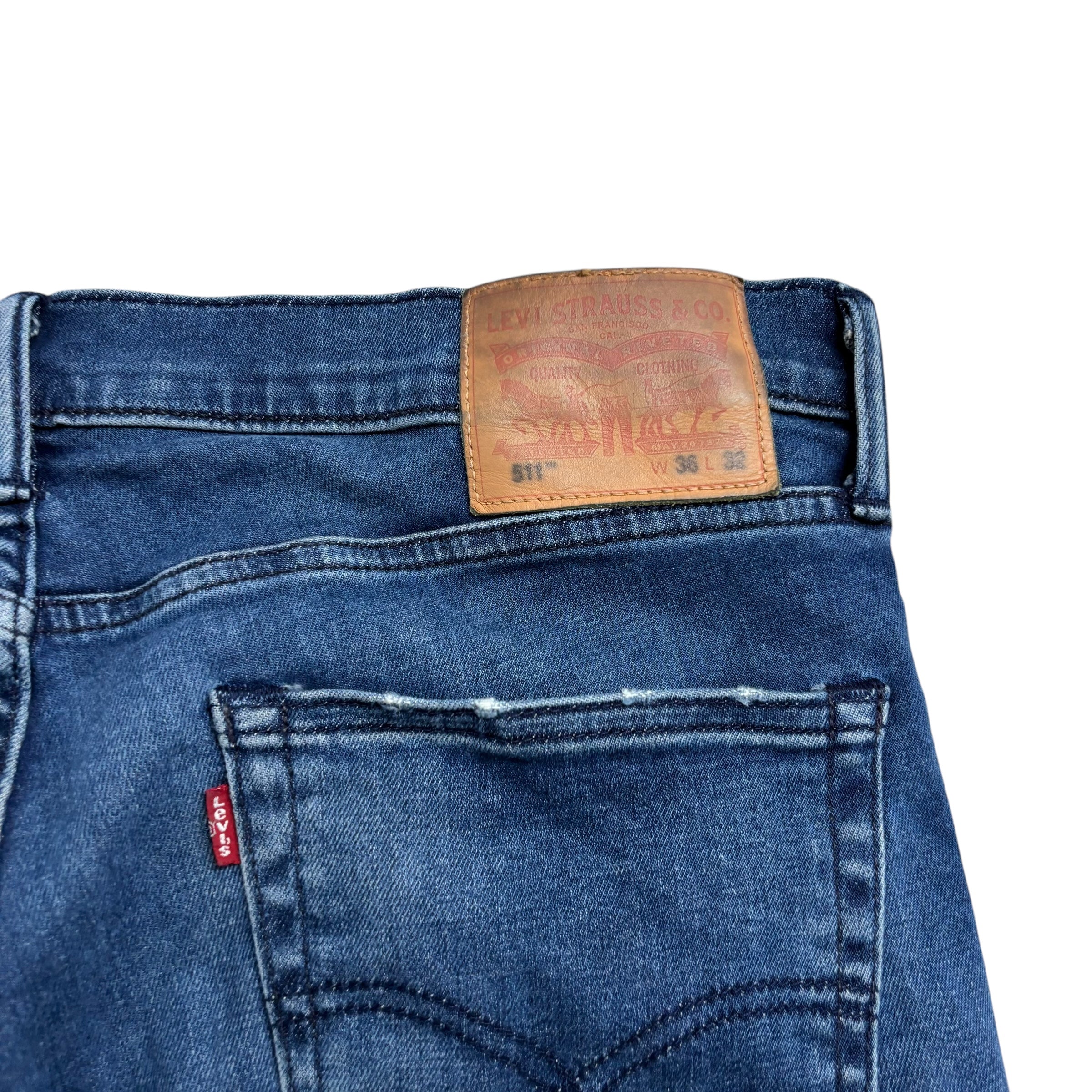 Levis 511 Jeans W36 L32 Mens Navy Blue Slim Fit Stretch Denim