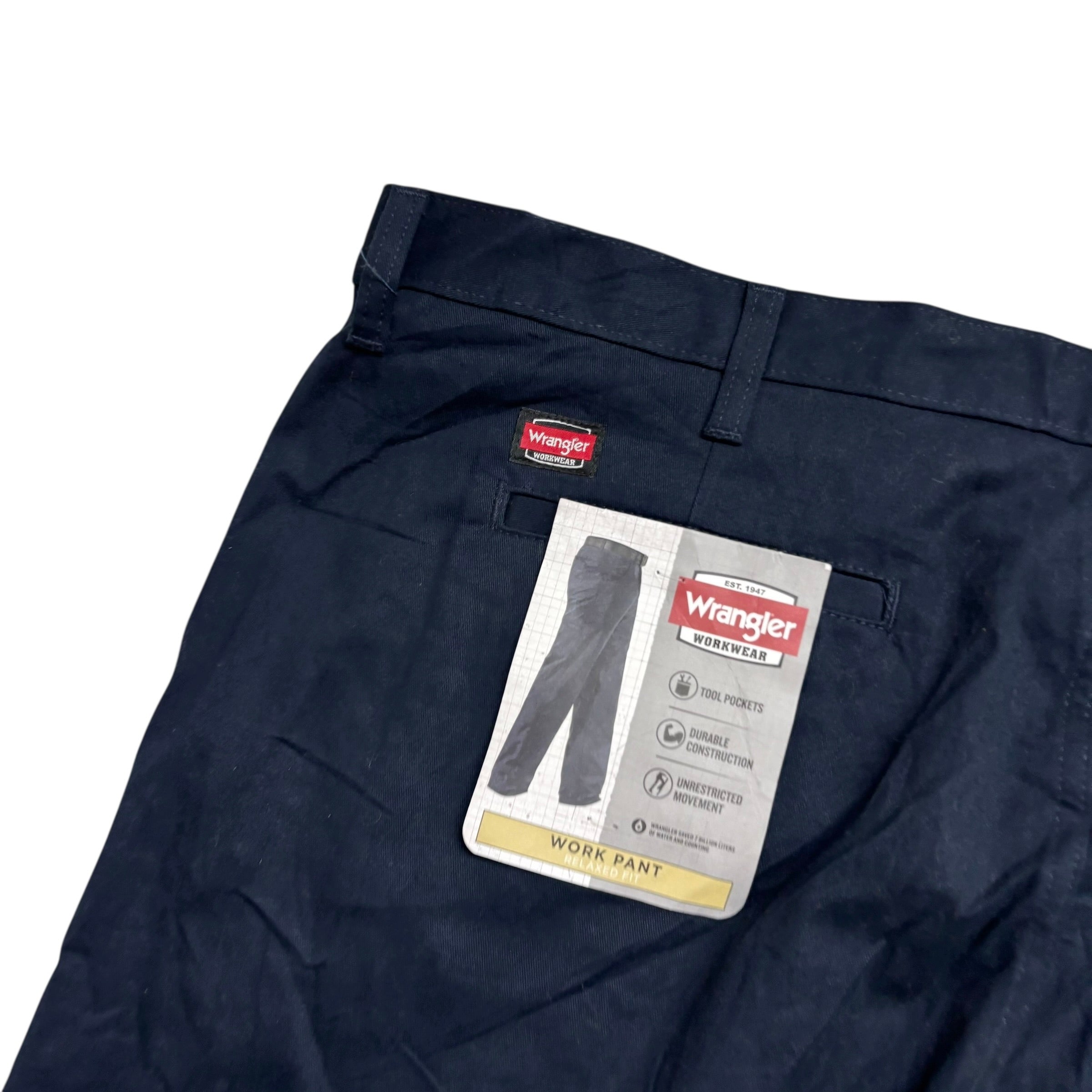 Wrangler Trousers W44 L32 Mens Navy Blue Relaxed Straight Fit Pants (E)