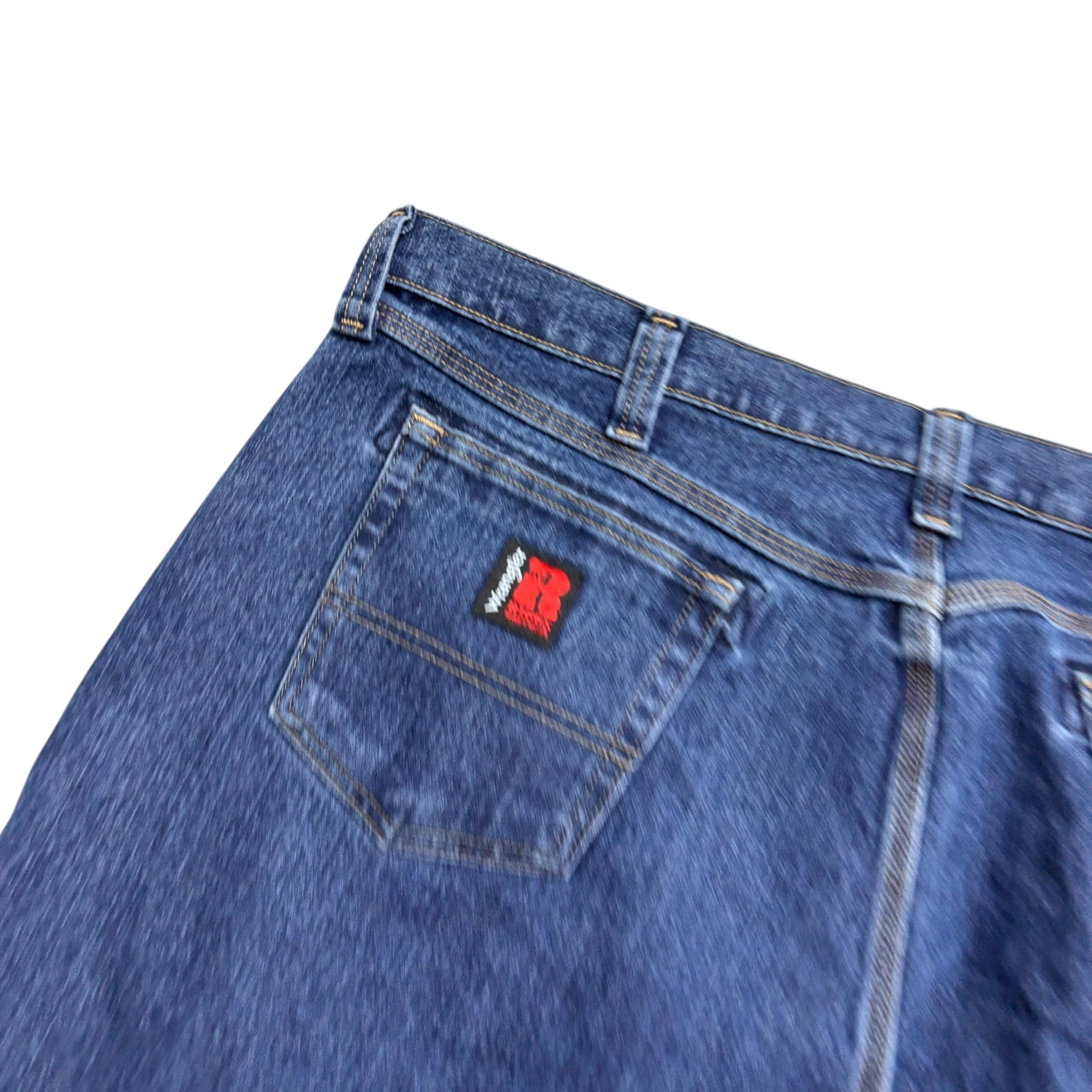 Wrangler Jeans W44 L30 Mens Mid Blue Relaxed Straight Fit Stretch Denim (E)