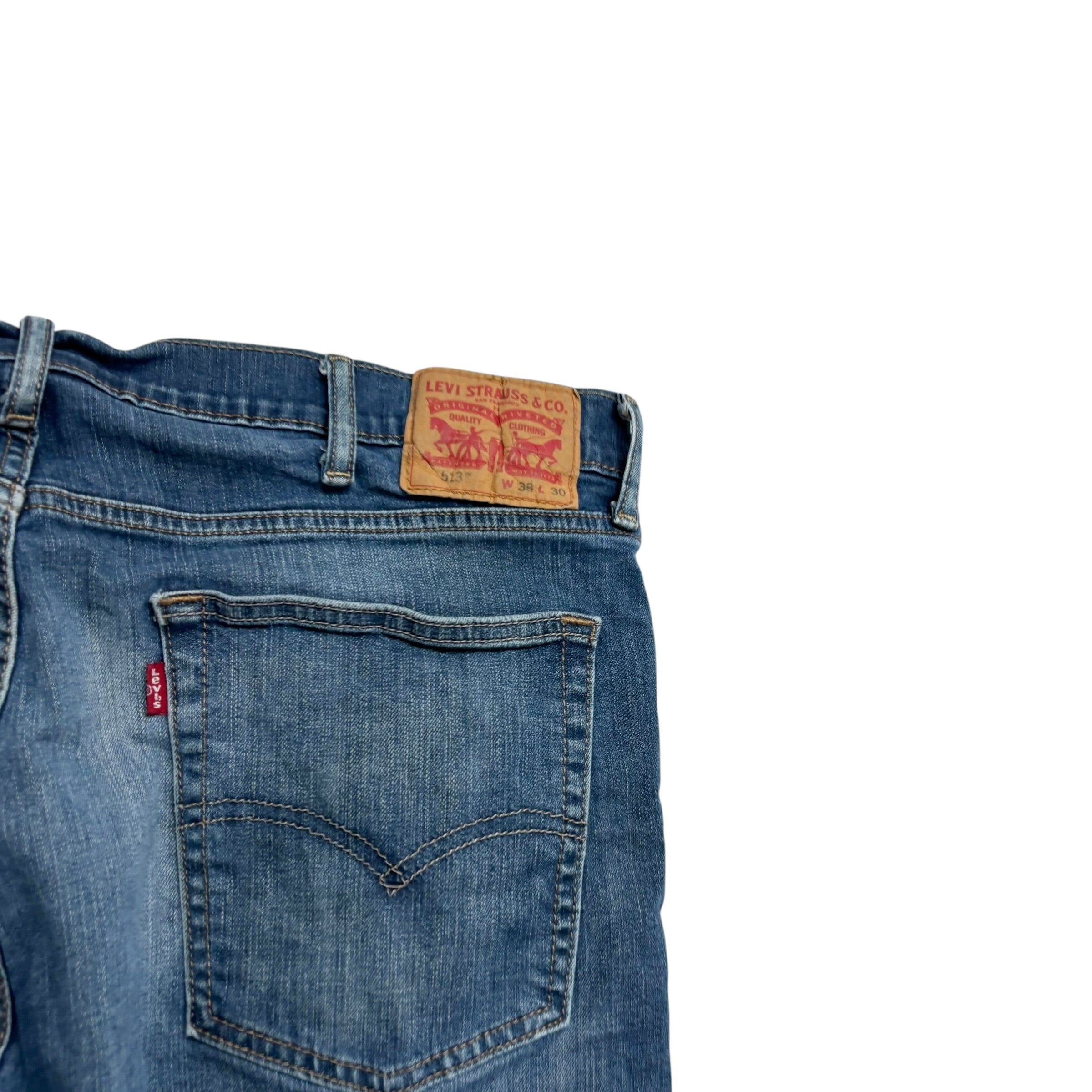 Levis 513 Jeans W38 L30 Mens Dark Blue Slim Straight Fit Stretch Denim (F)