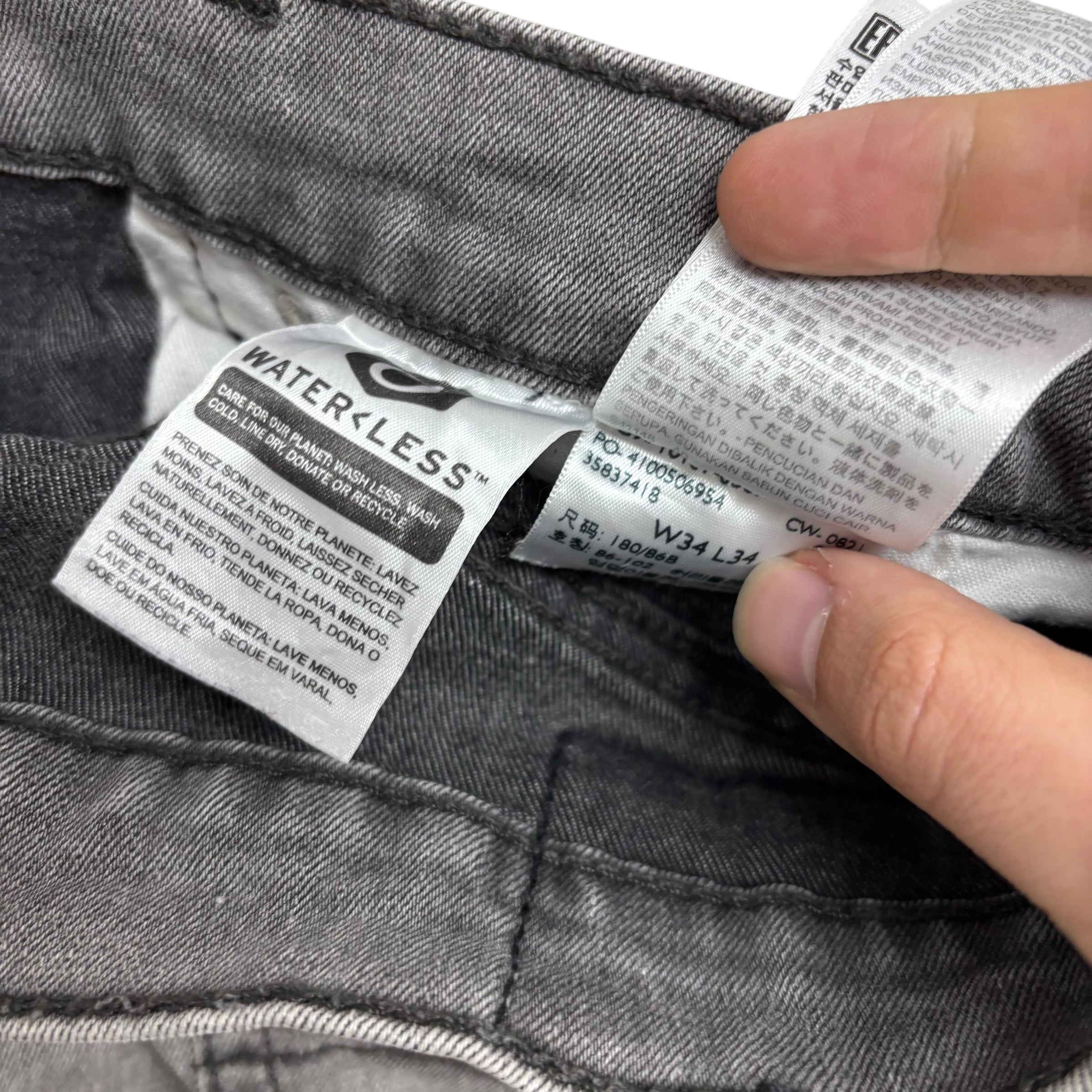 Levis 541 Jeans W34 L34 Mens Grey Athletic Tapered Fit Stretch Denim