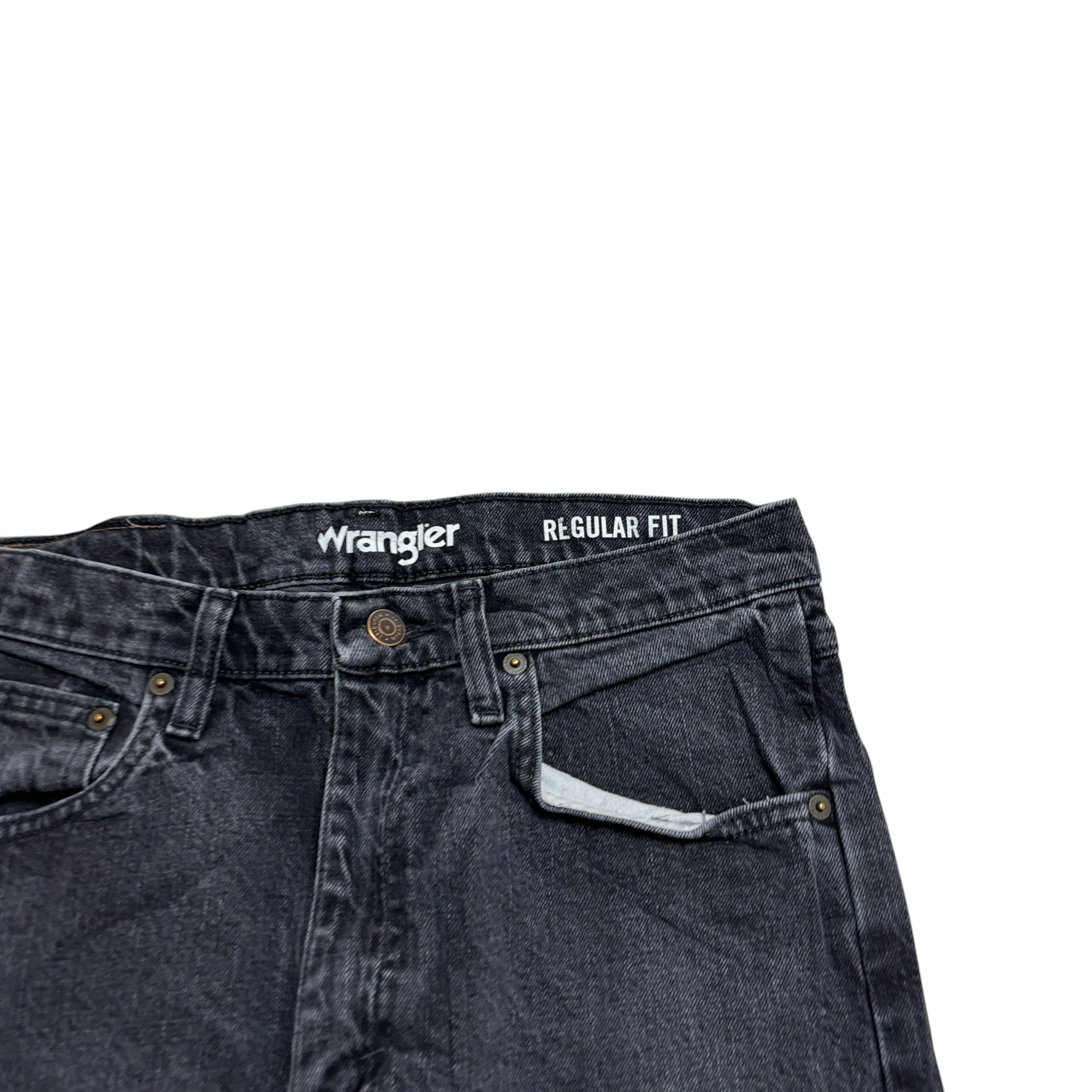 Wrangler Jeans W30 L32 Mens Black Regular Straight Fit Stretch Denim (E)