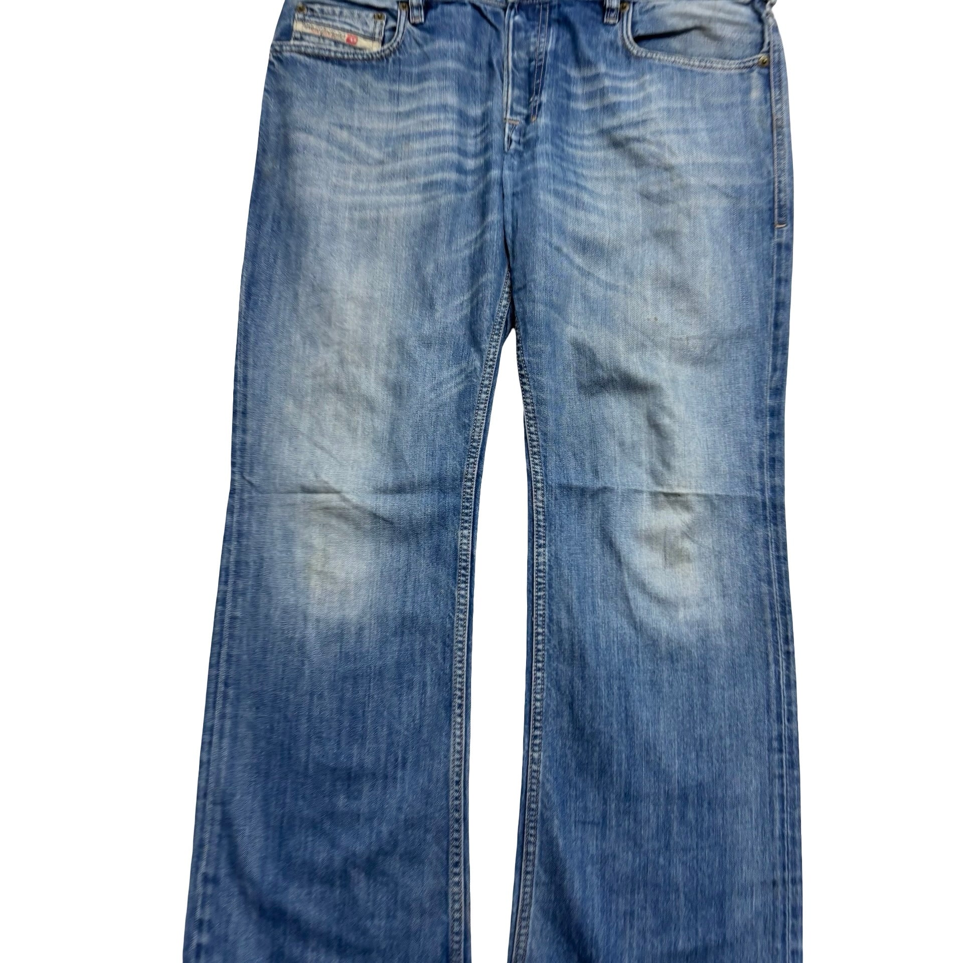Diesel Zatiny Jeans W34 L30 Mens Mid Blue Regular Bootcut Fit Denim (F)