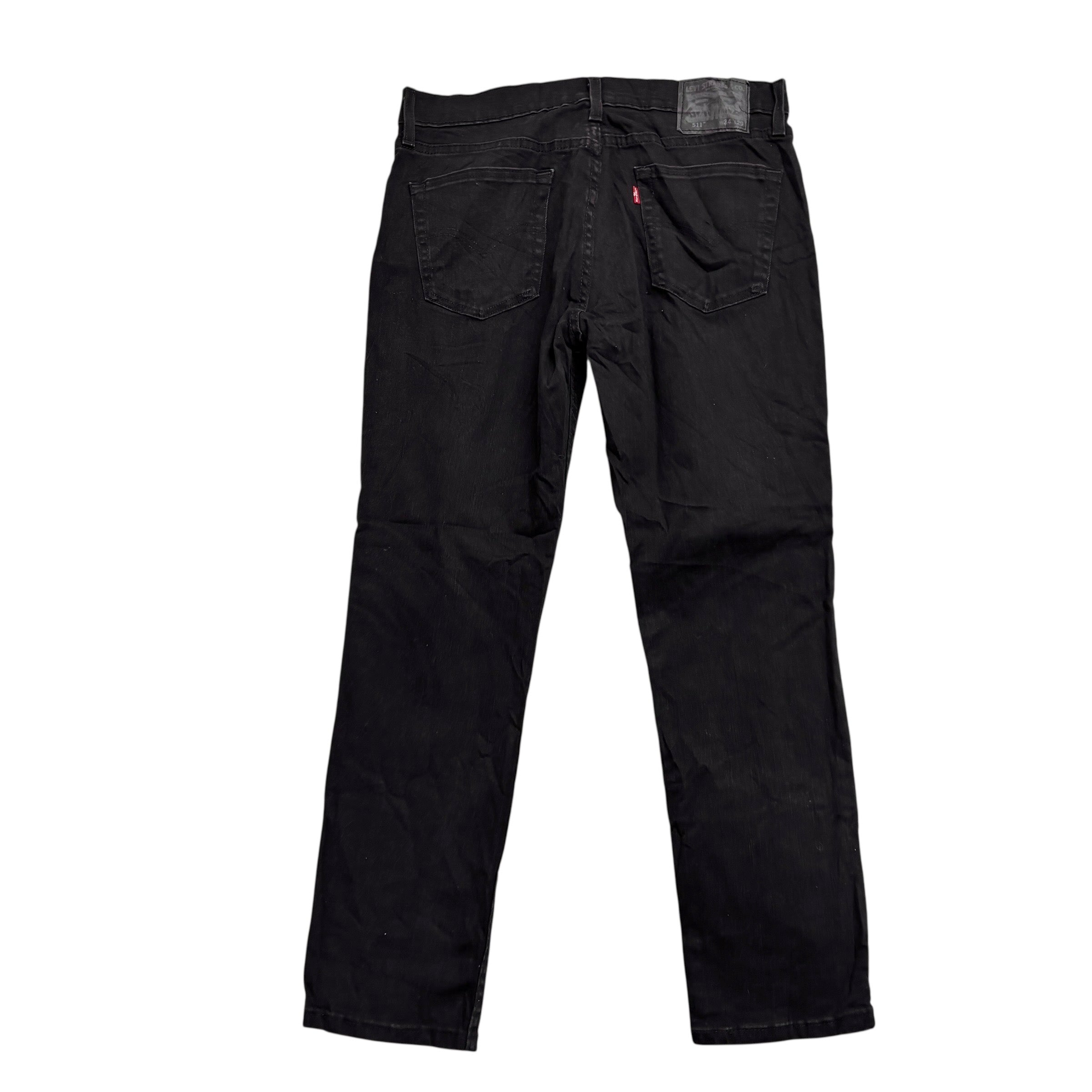 Levis 511 Jeans W34 L29 Mens Black Slim Fit Stretch Denim (E)