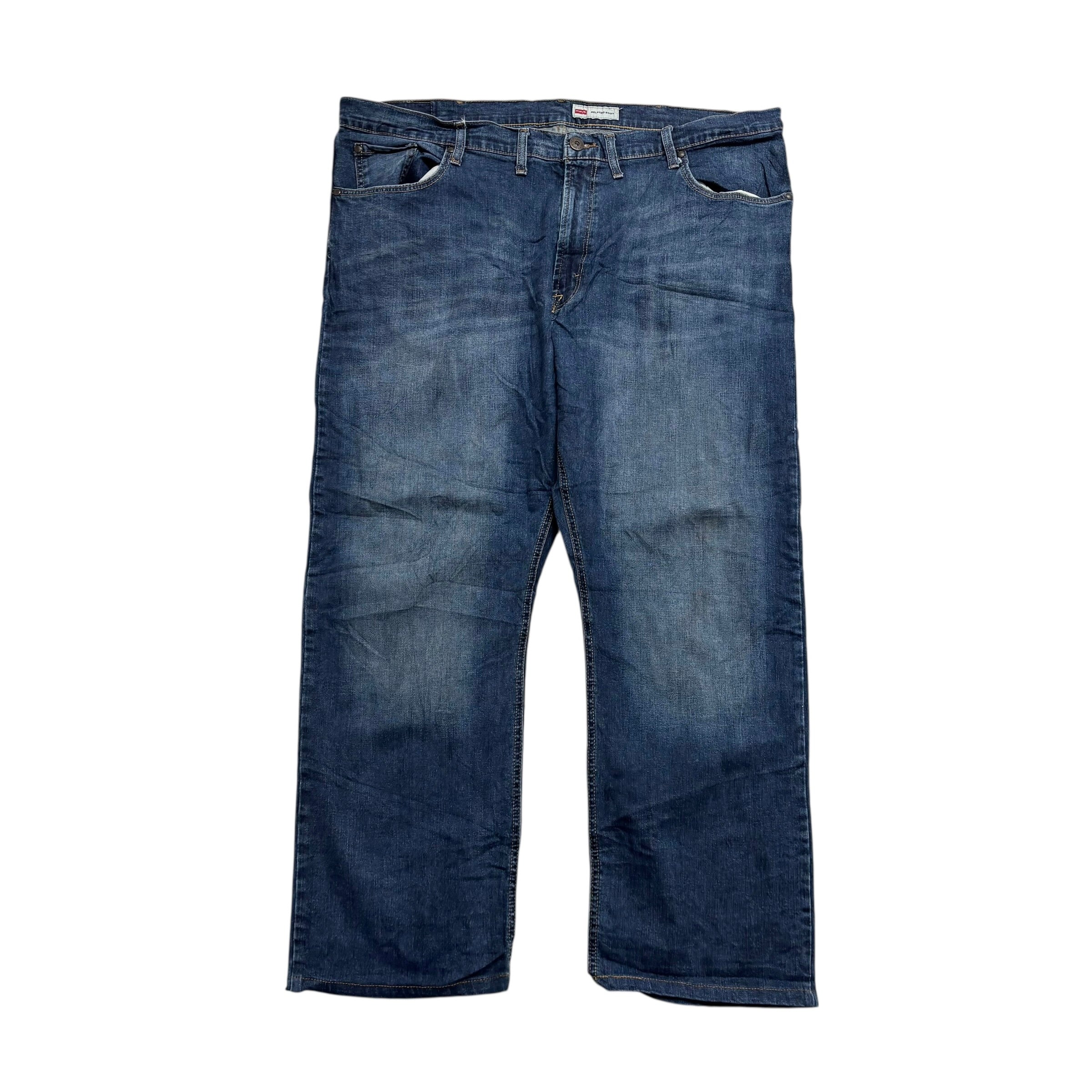 Wrangler Jeans W44 L29 Mens Dark Blue Relaxed Bootcut Fit Stretch Denim (E)