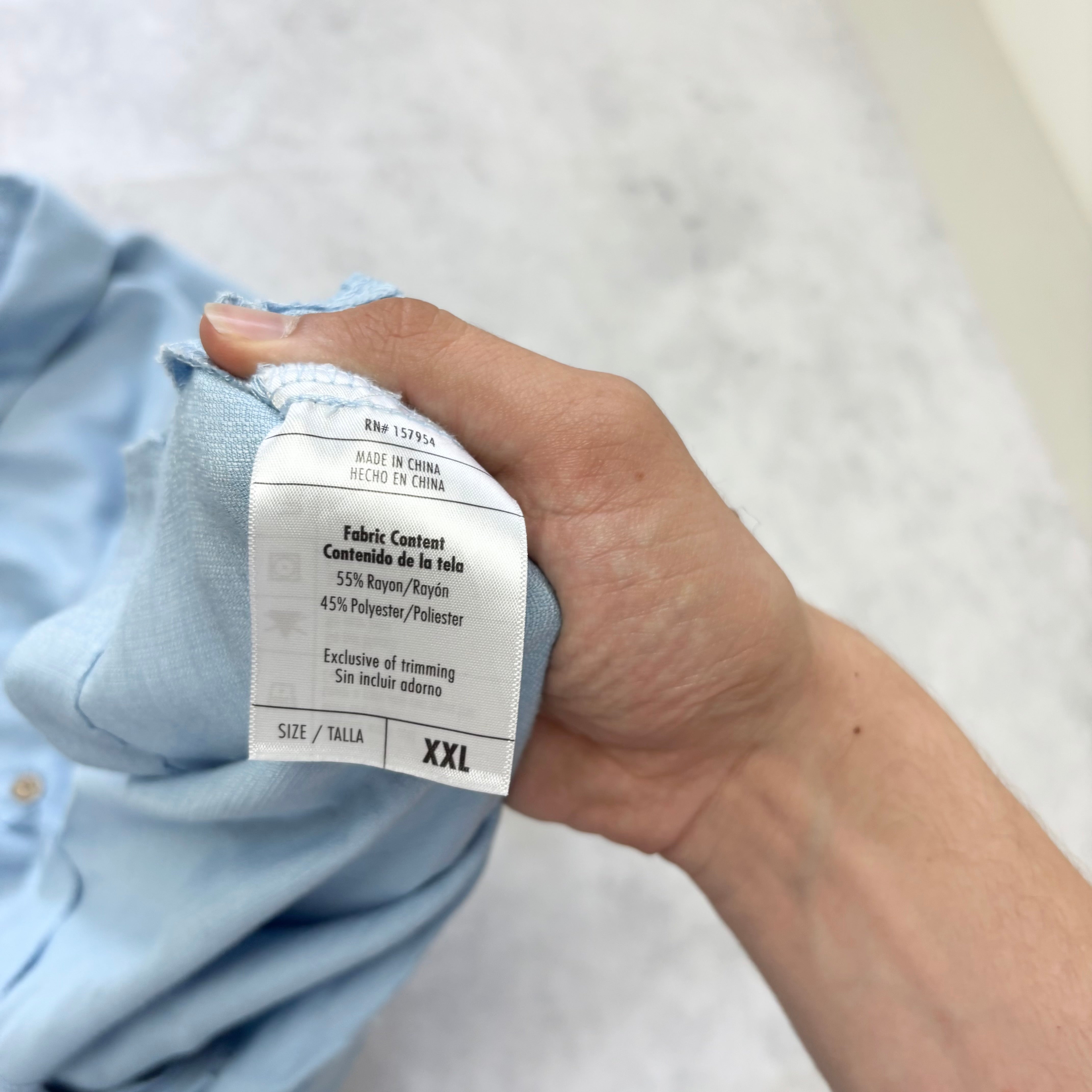 Vintage Shirt Mens XXL Blue Short Sleeve Rayon Blend Relaxed Fit (E)