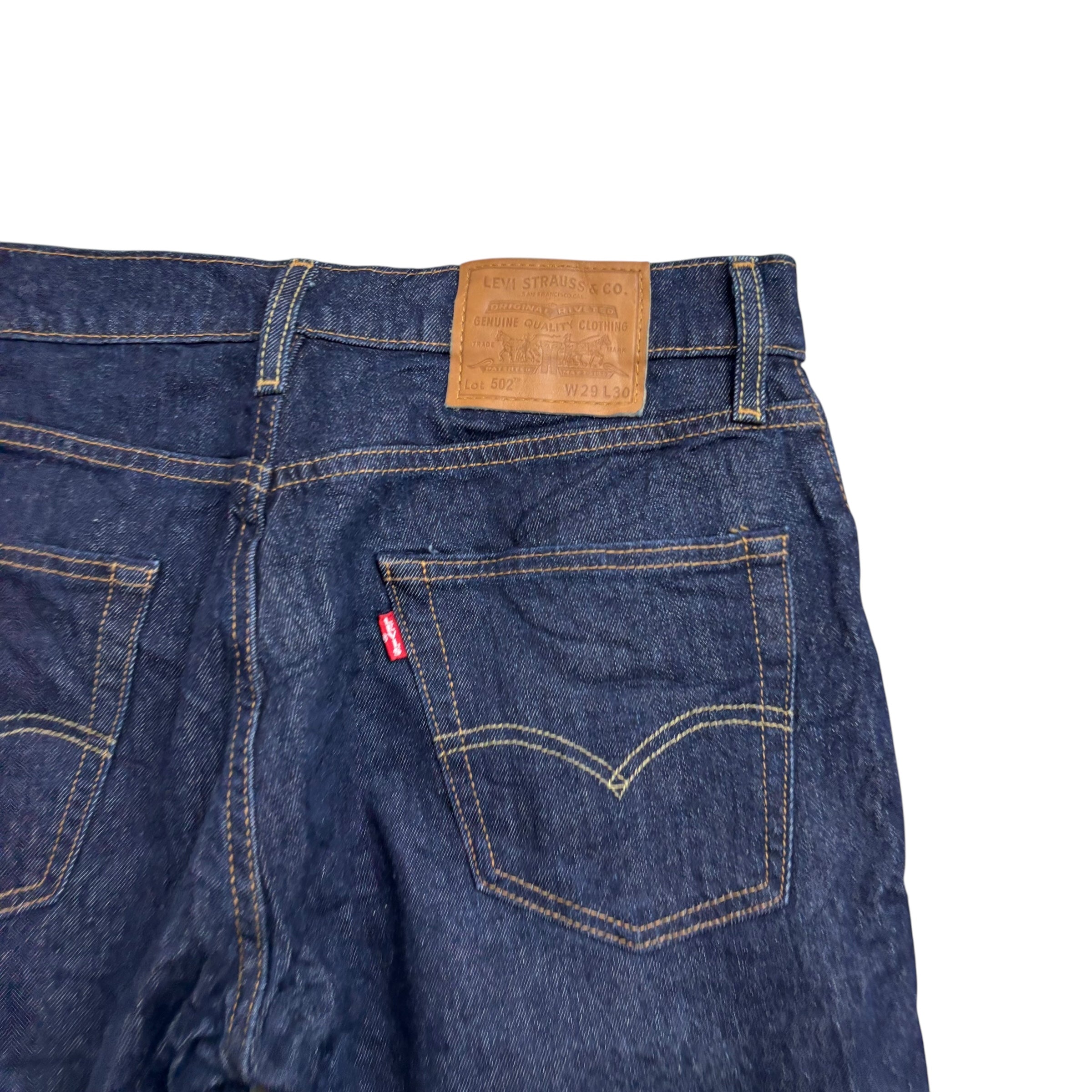 Levis 502 Jeans W29 L30 Mens Dark Blue Regular Tapered Stretch Premium Denim (E)