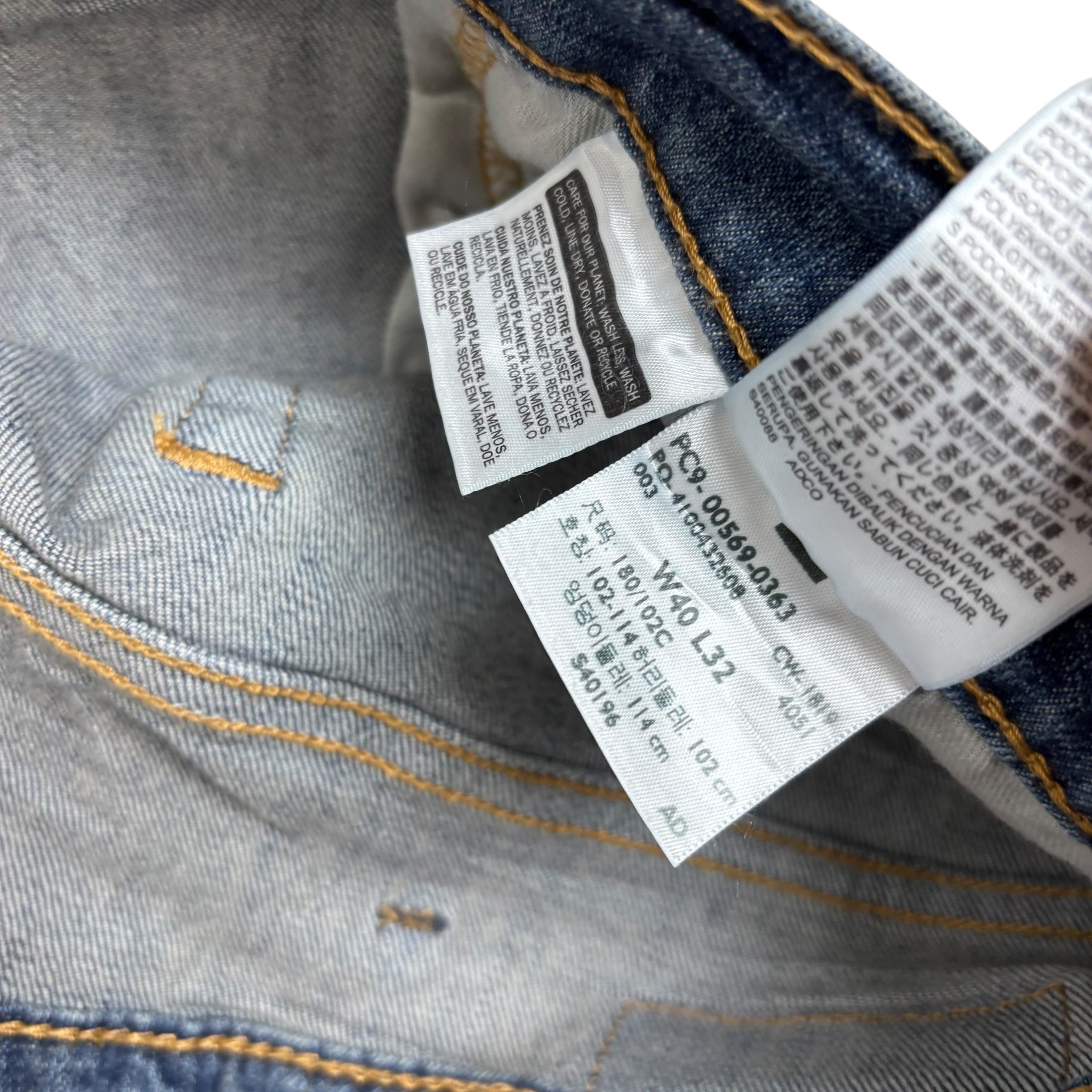 Levis 569 Jeans W42 L30 Mens Mid Blue Baggy Relaxed Straight Fit Stretch Denim