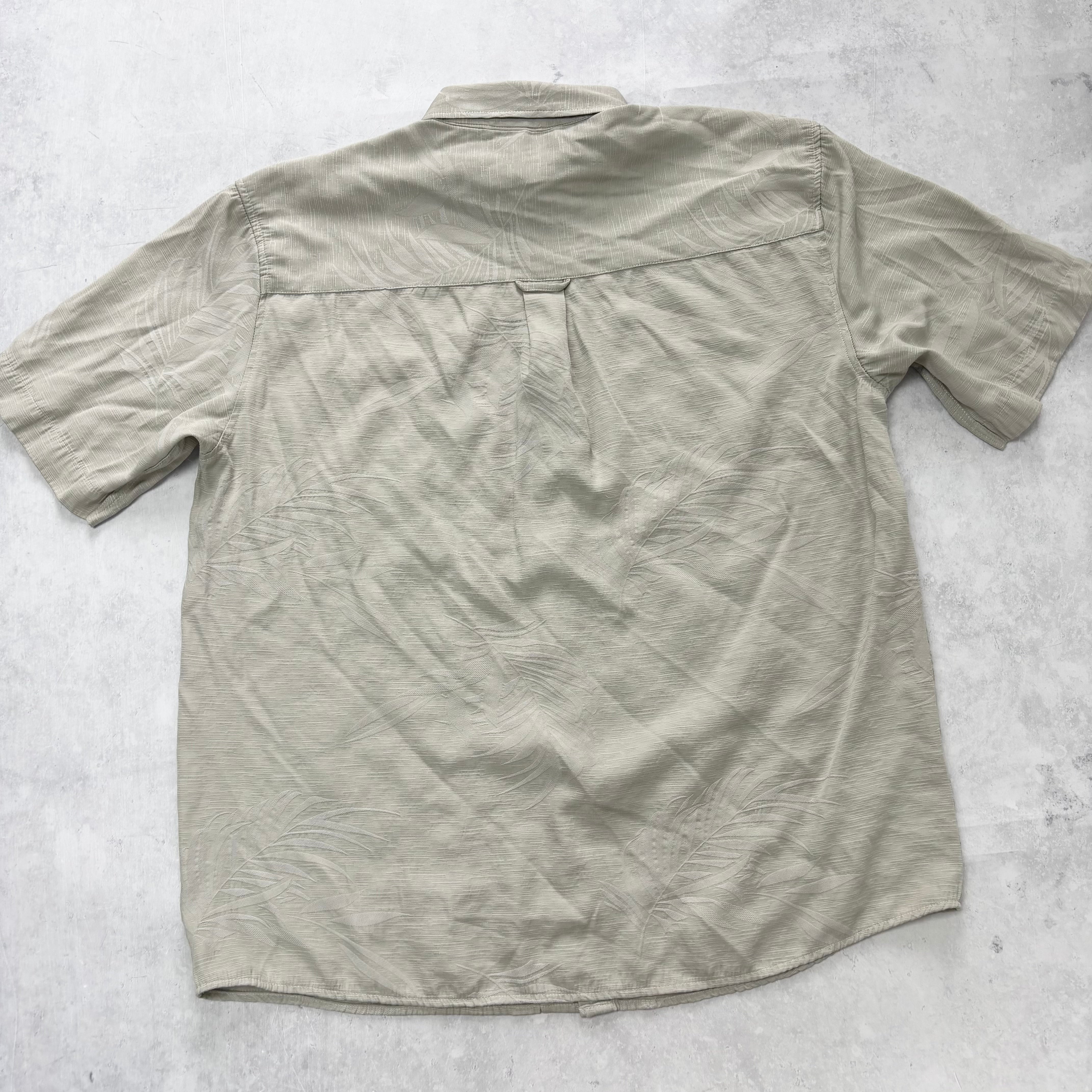 Vintage Hawaiian Shirt Mens Large Grey Floral Aloha Short Sleeve Rayon (E)