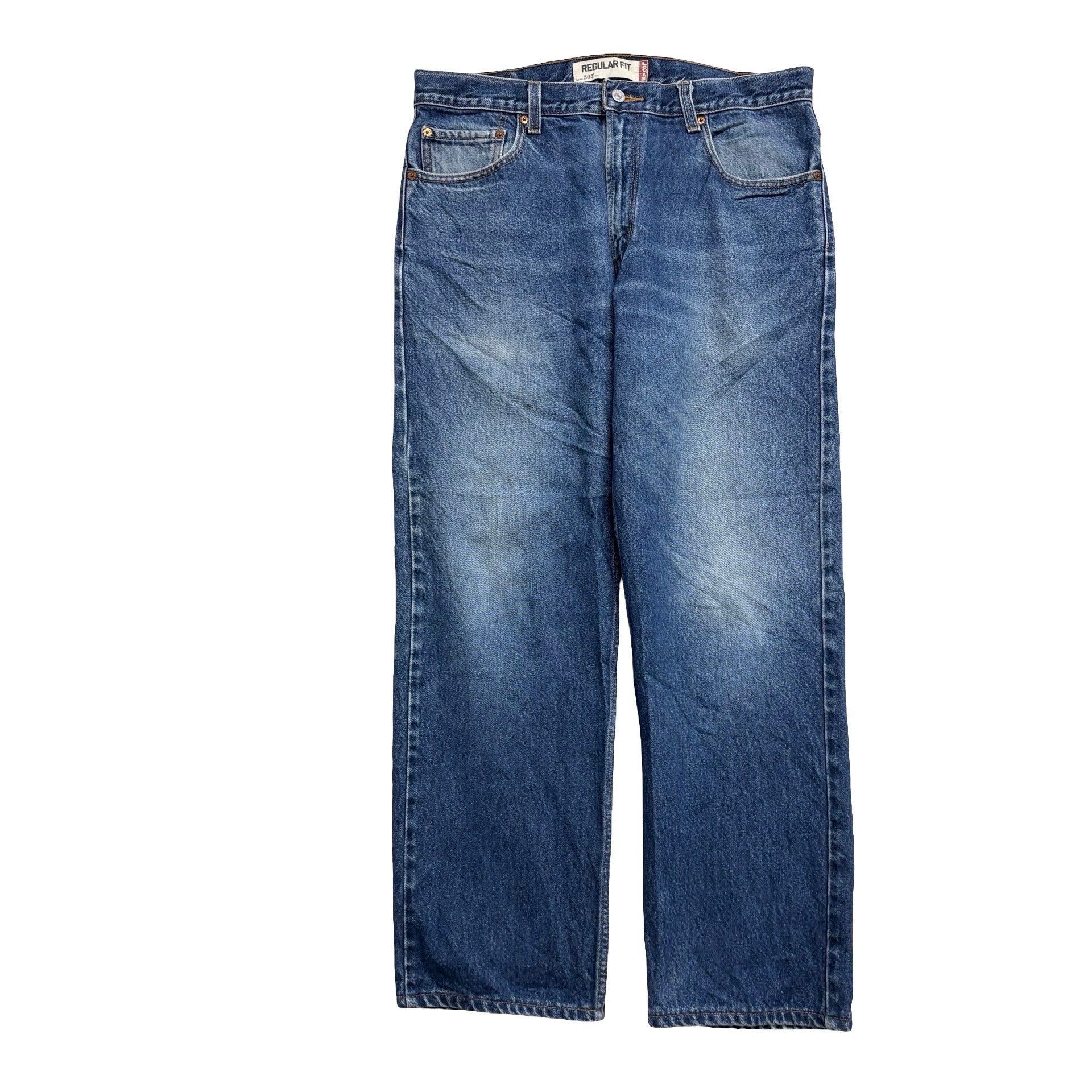 Levis 505 Jeans W36 L30 Mens Mid Blue Regular Straight Fit Vintage Denim